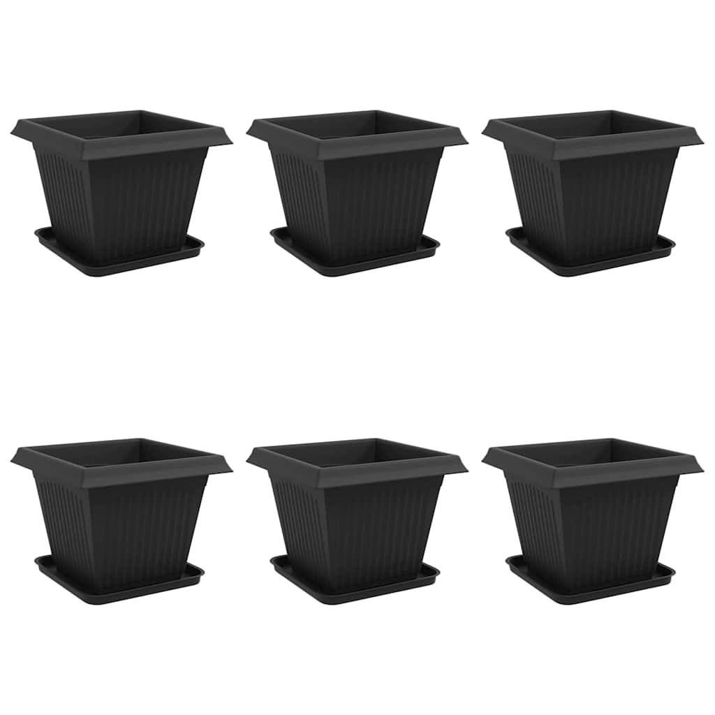 Növénycserép 6 pcs fekete 38 x 38 x 30 cm műanyag