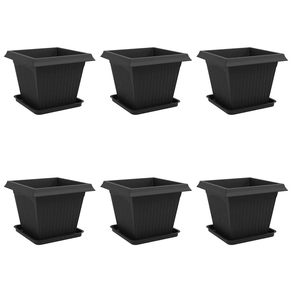 Növénycserép 6 pcs fekete 43 x 43 x 33,5 cm műanyag