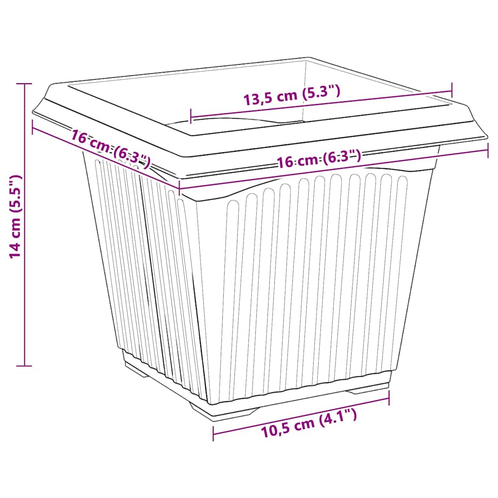 Növénycserép 24 pcs tégla vörös 16 x 16 x 14 cm műanyag