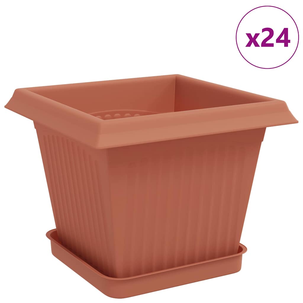 Növénycserép 24 pcs tégla vörös 20 x 20 x 16 cm műanyag