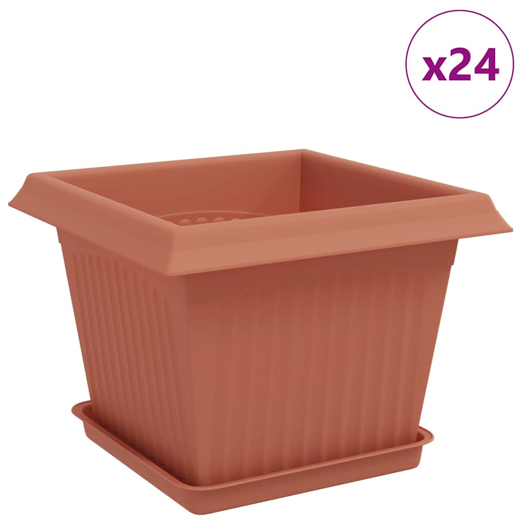 Növénycserép 24 pcs tégla vörös 23 x 23 x 17,5 cm műanyag