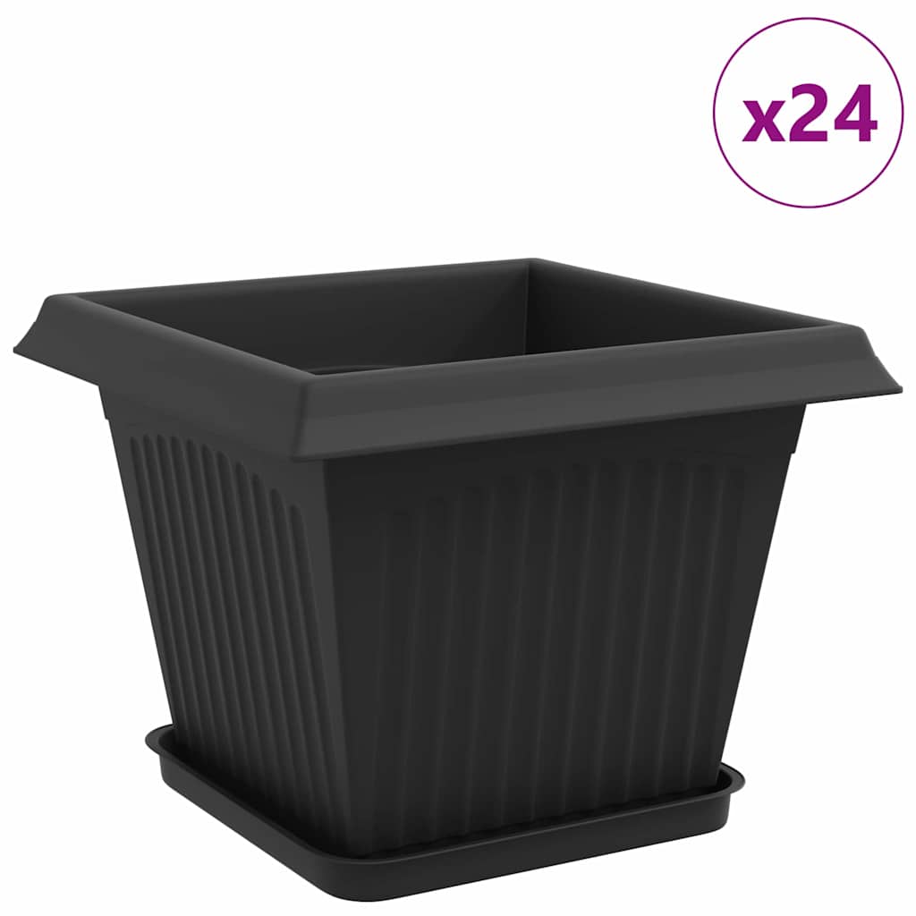 Növénycserép 24 pcs fekete 28,5 x 28,5 x 22 cm műanyag