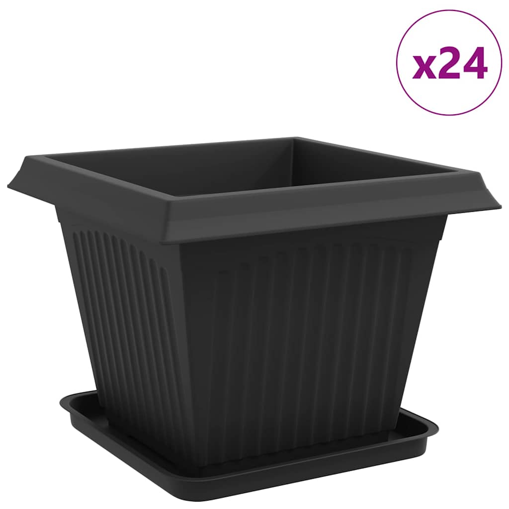 Növénycserép 24 pcs fekete 43 x 43 x 33,5 cm műanyag