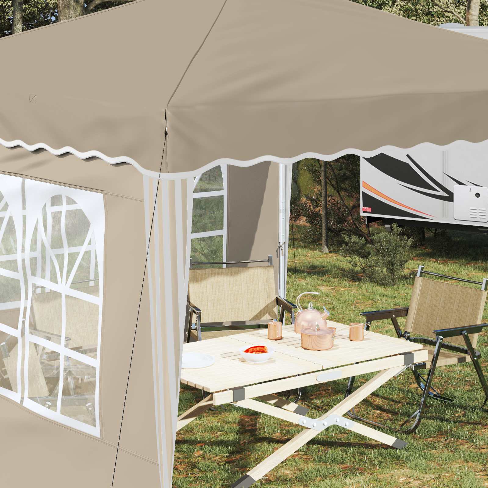 Parti sátor krém 288 x 288 x 245 cm oxford szövet