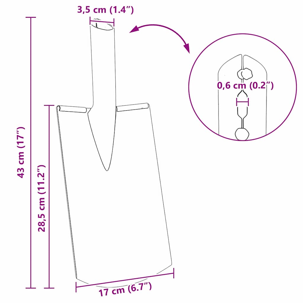 Lapát fej 4 pcs ezüst 43 x 17 cm porszórt acél