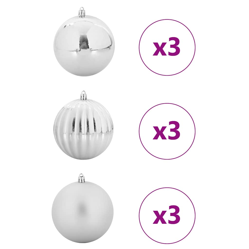 Karácsonyi díszgömb készlet 9 pcs ezüst Karácsonyi díszgömb készlet 9 pcs ezüst