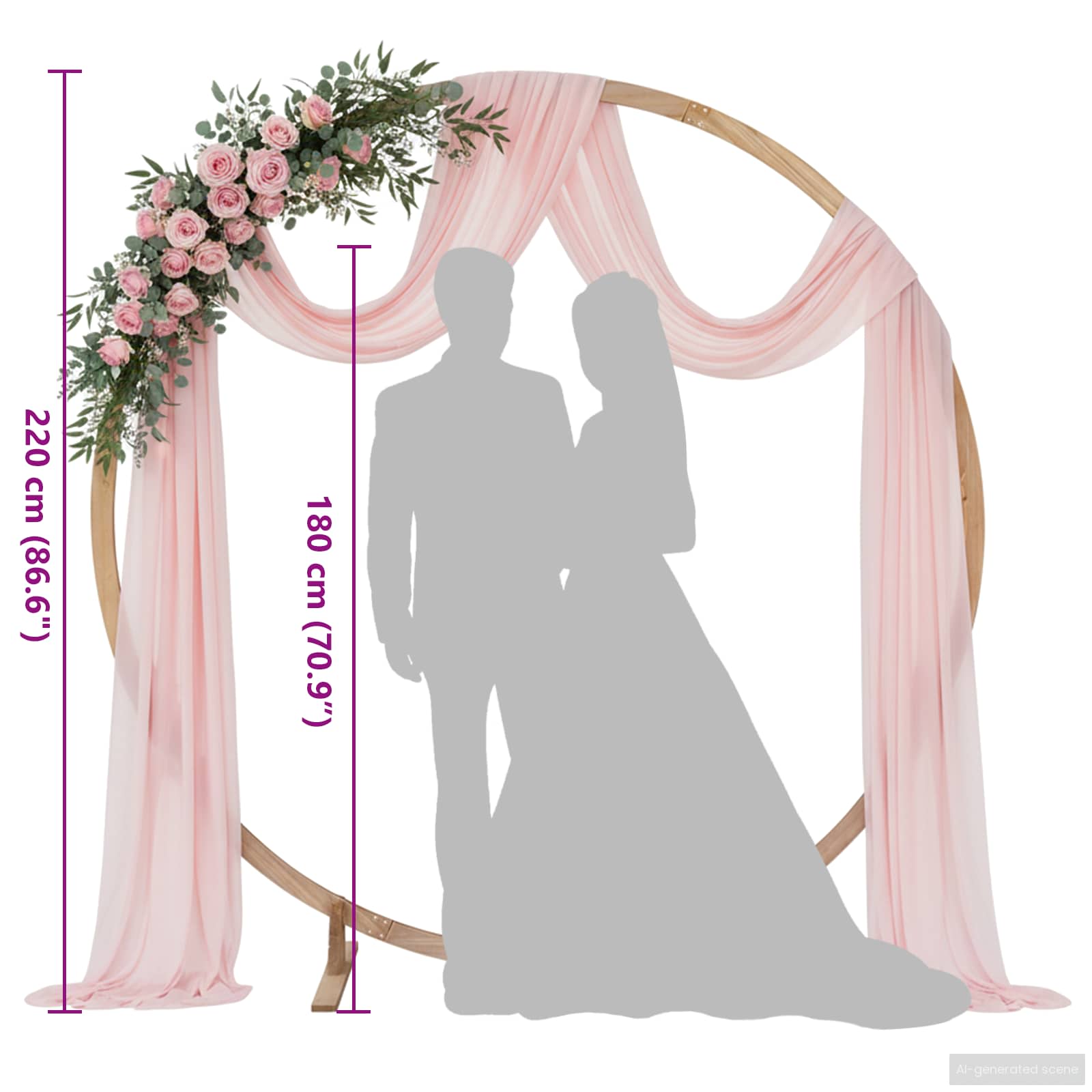 Esküvői ív világos barna 224 x 80 x 220 cm tömör fenyőfa