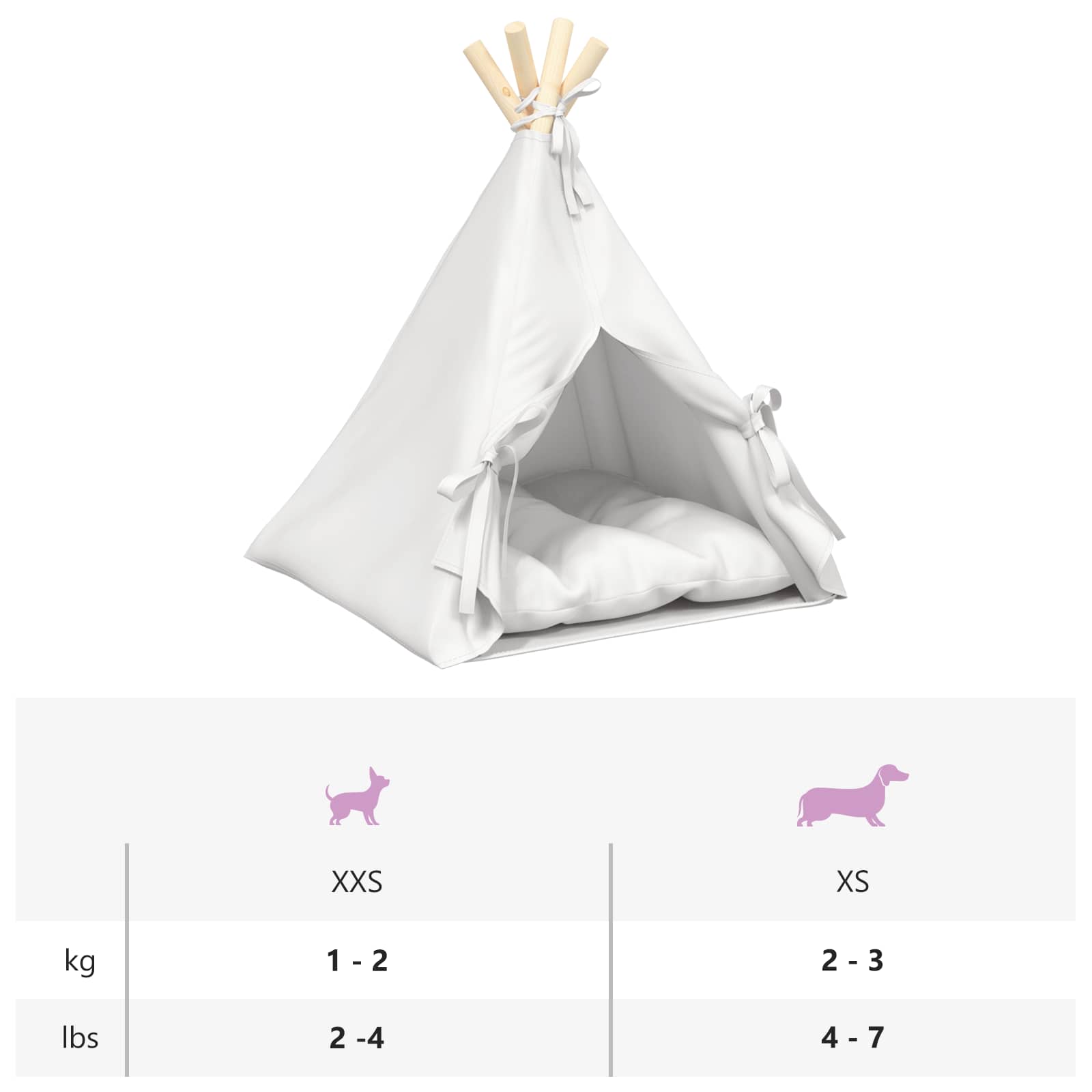 Kiskedvenc teepee párnával fehér 40 x 40 x 50 cm poliészter