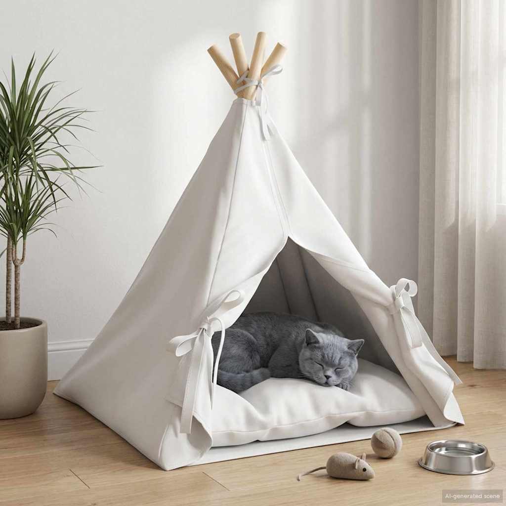 Kiskedvenc teepee párnával fehér 50 x 50 x 60 cm poliészter
