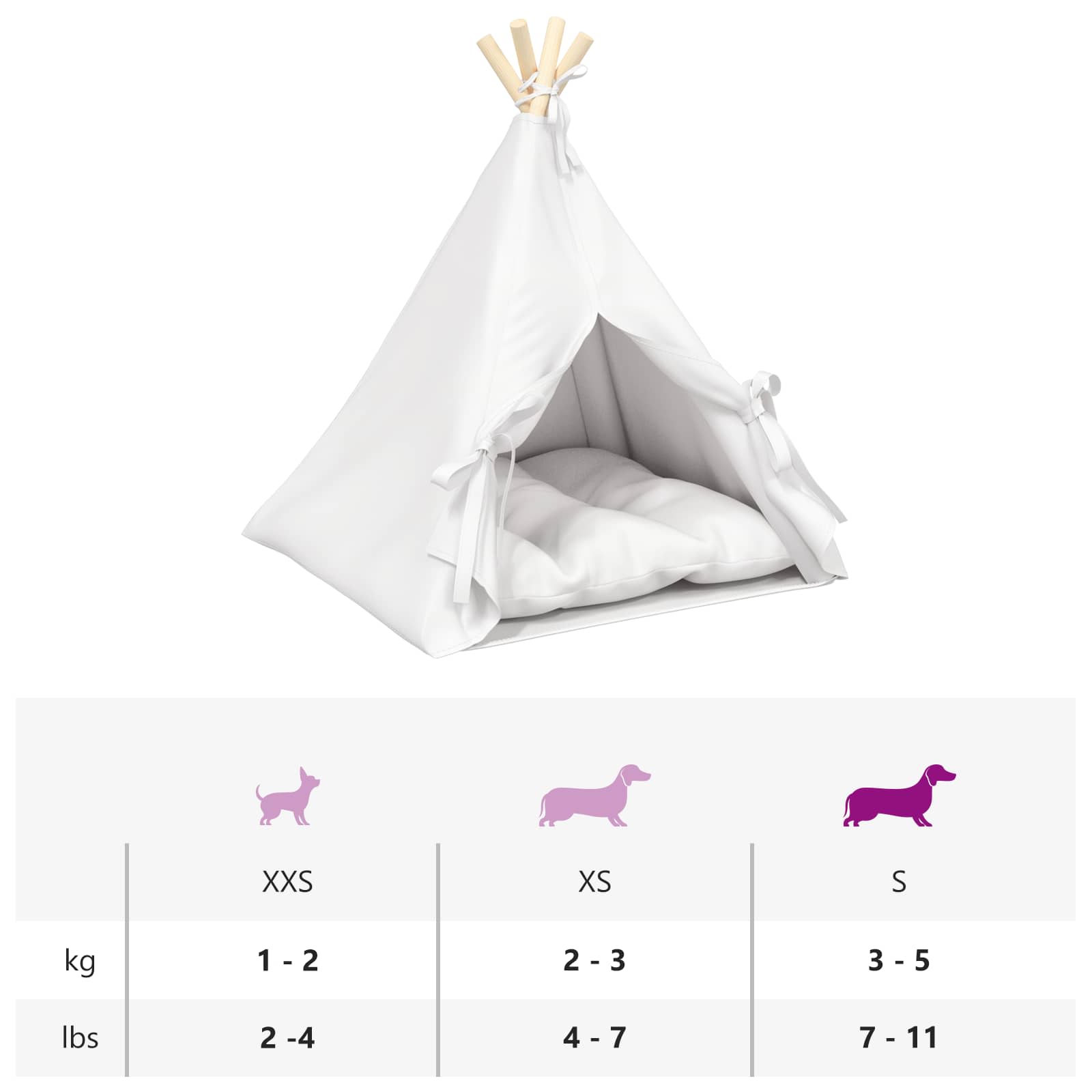Kiskedvenc teepee párnával fehér 50 x 50 x 60 cm poliészter