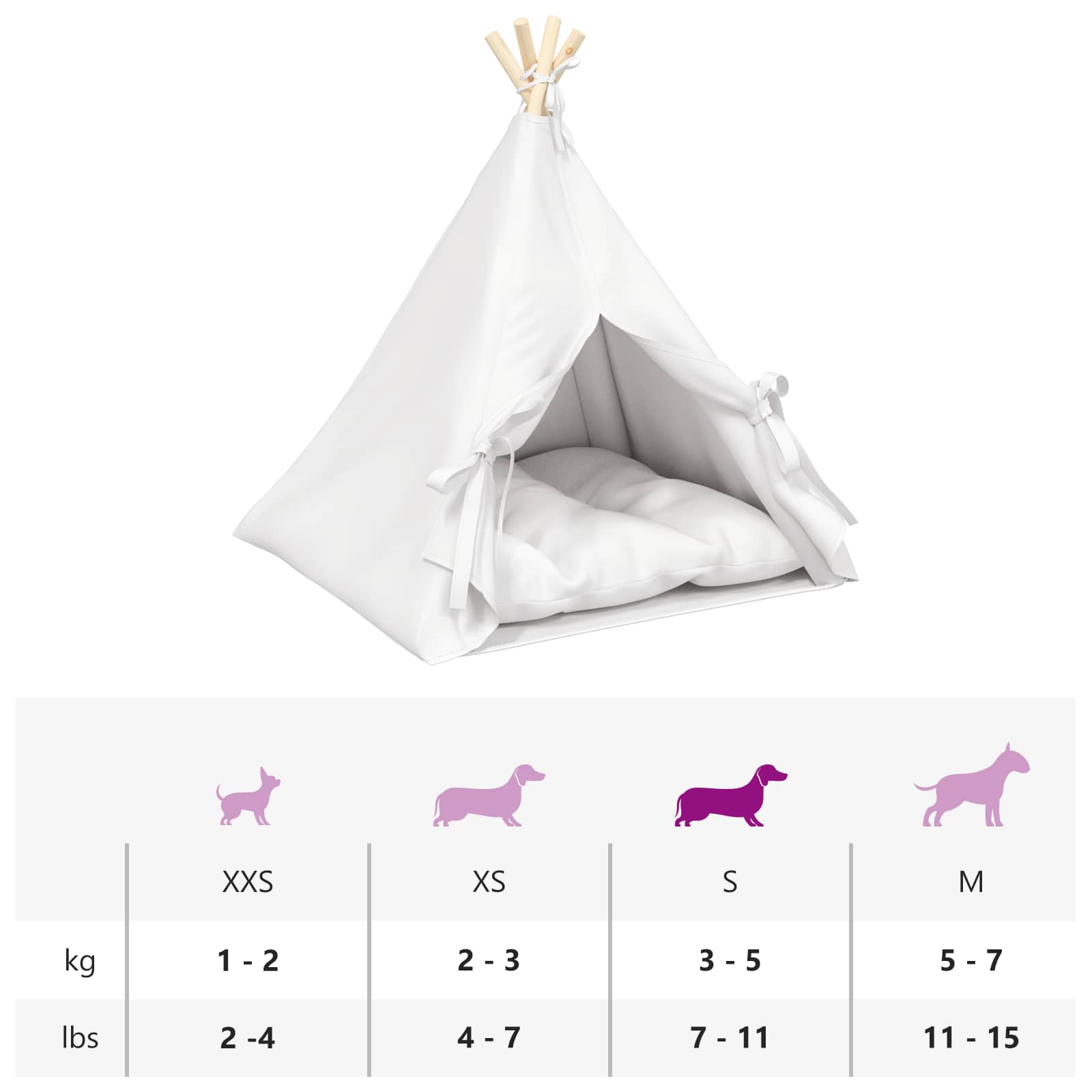 Kiskedvenc teepee párnával fehér 60 x 60 x 70 cm poliészter