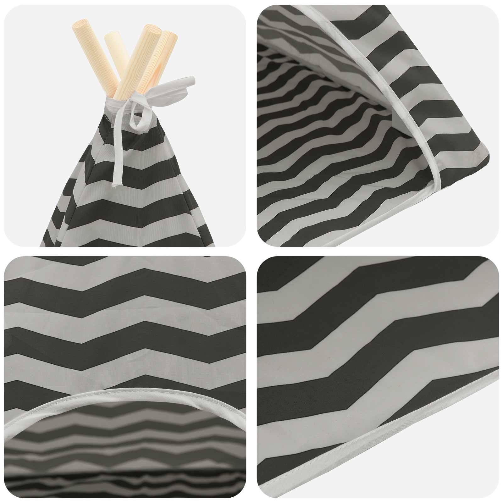 Kiskedvenc teepee párnával fehér és szürke 40 x 40 x 50 cm