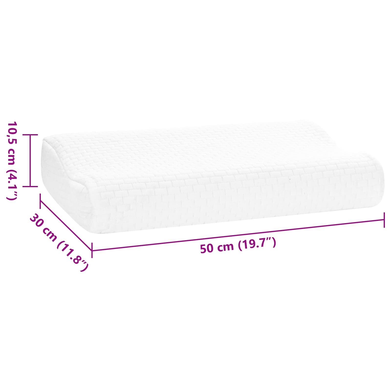 Alvó párna egyszínű fehér 50 x 30 x 10,5 cm memóriahab