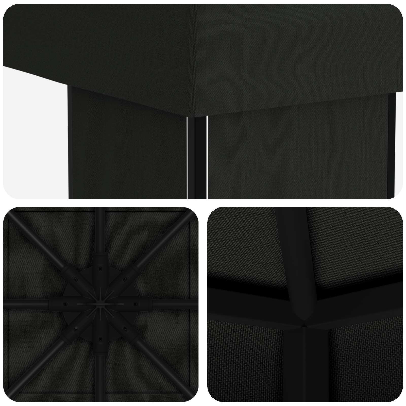 Pavilon 4 × 3 m fekete poliészter és acél 190