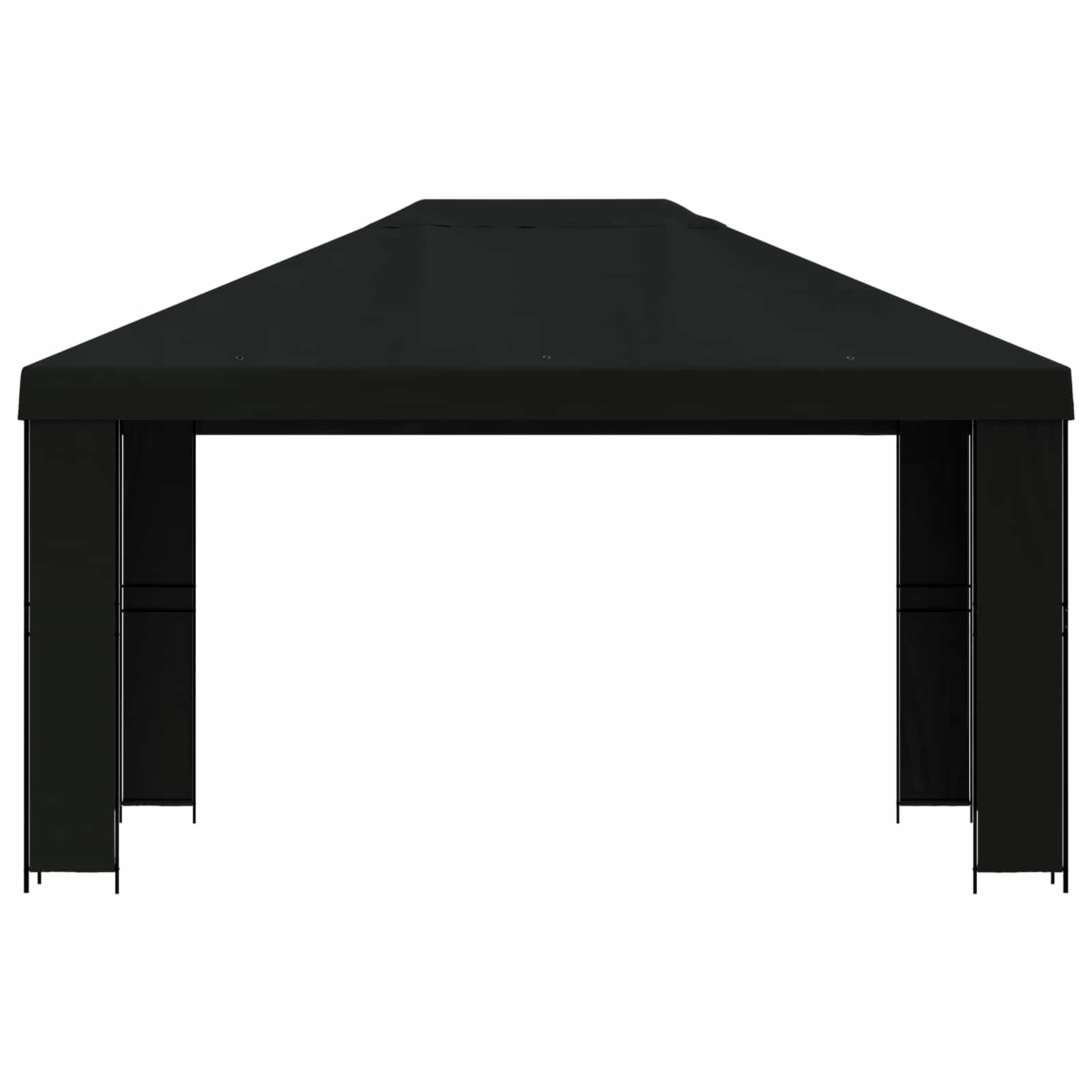 Pavilon 4 × 3 m fekete poliészter és acél 190