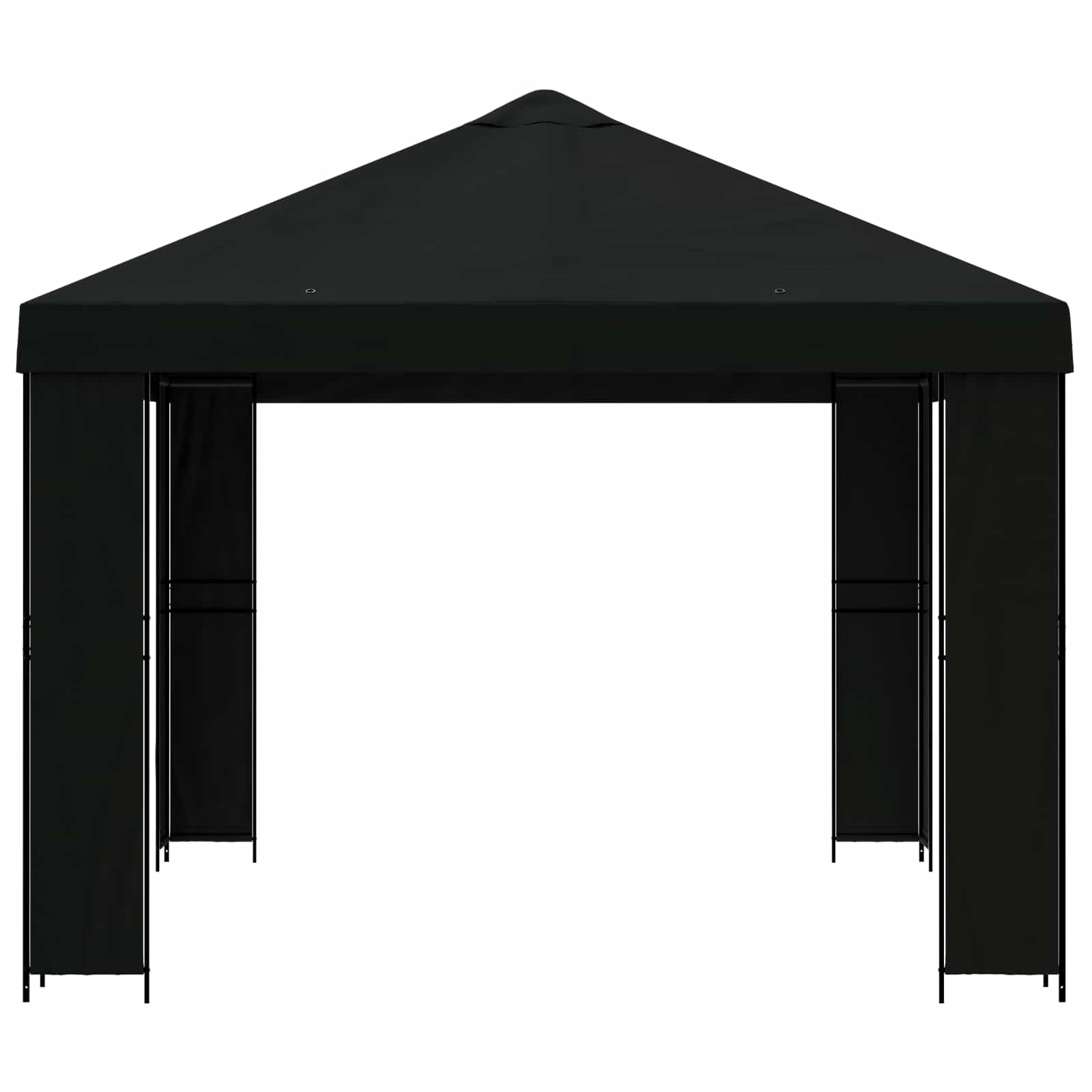 Pavilon 4 × 3 m fekete poliészter és acél 190