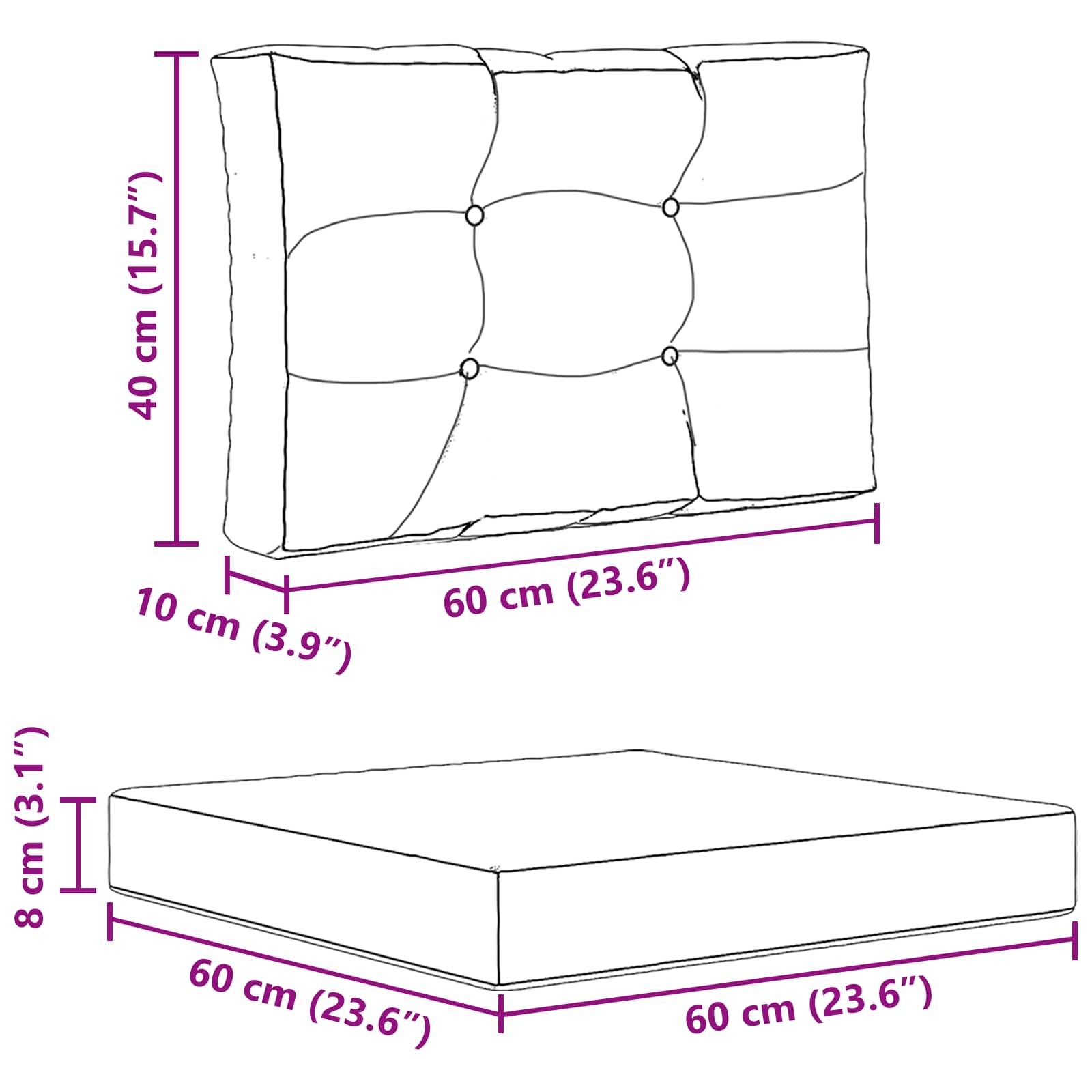 Kültéri kanapé párna 3 pcs színes poliészter