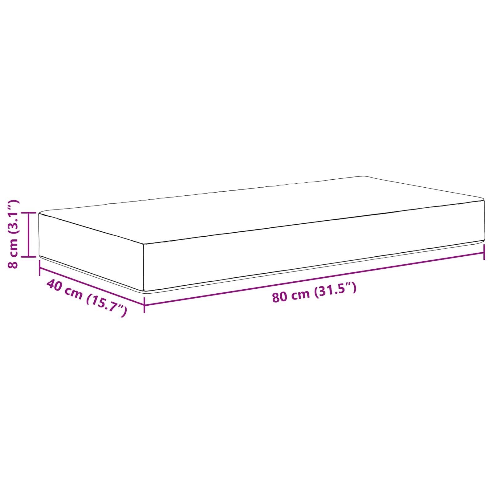 Kültéri ülőpárna szürke 80 x 40 x 8 cm 100% poliészter