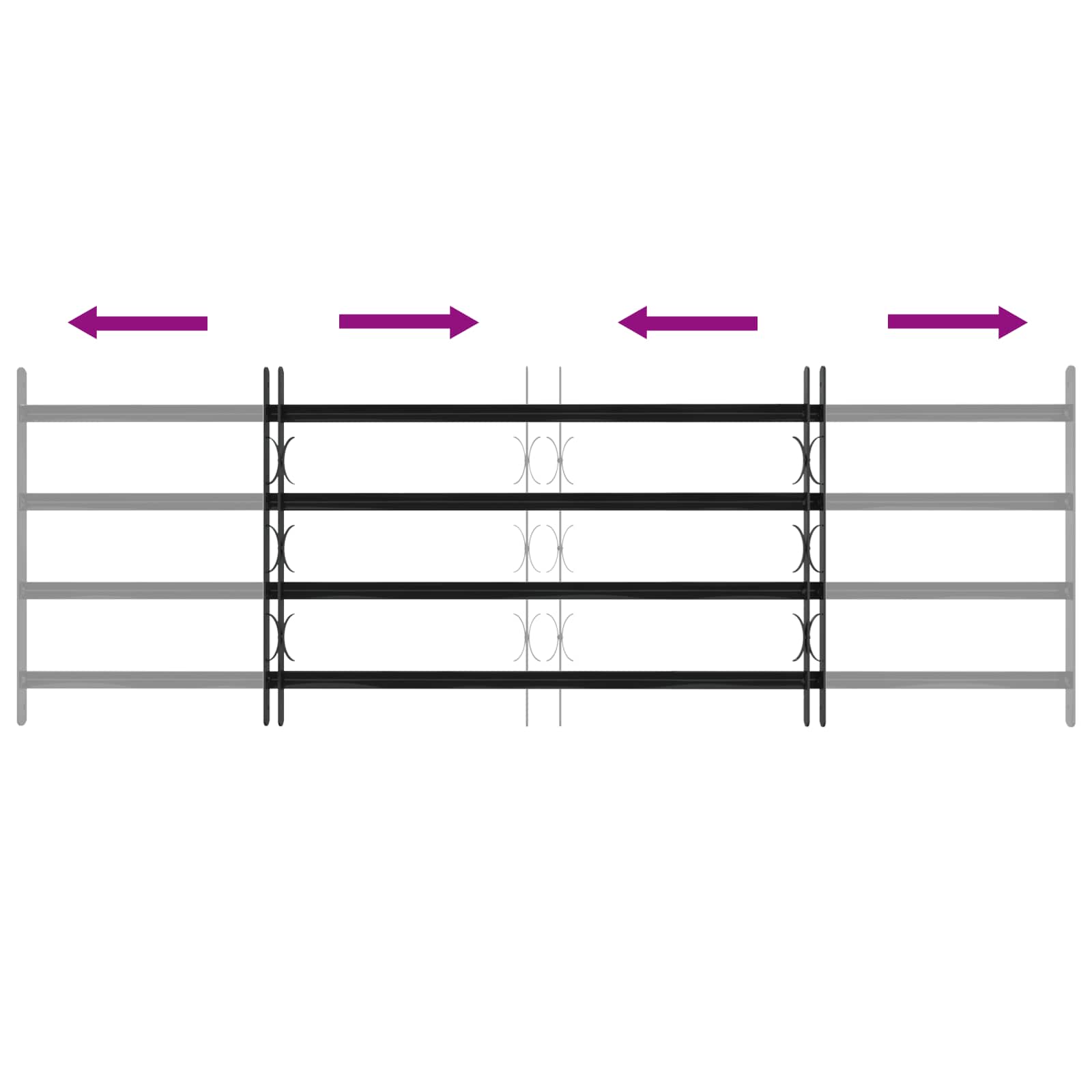 Ablak rács fekete 175 x 60 cm porszórt acél