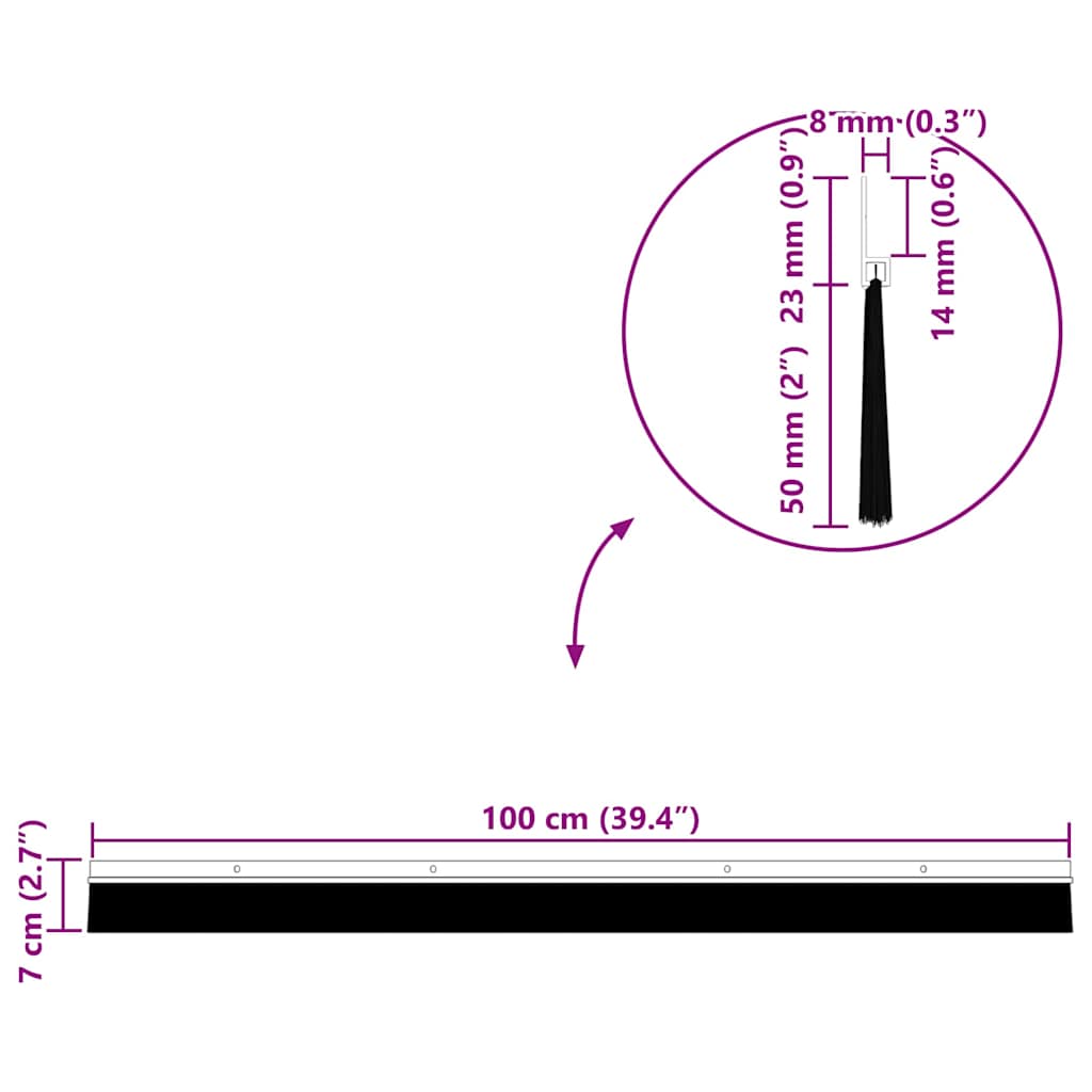 Csavaros ajtó kefe zár 12 pcs ezüst 100 cm alumínium ötvözet