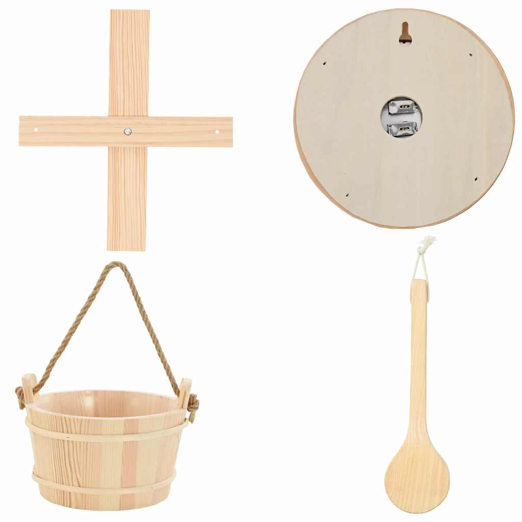 Szauna kiegészítő készlet 4 pcs barna tömör fenyőfa és kender