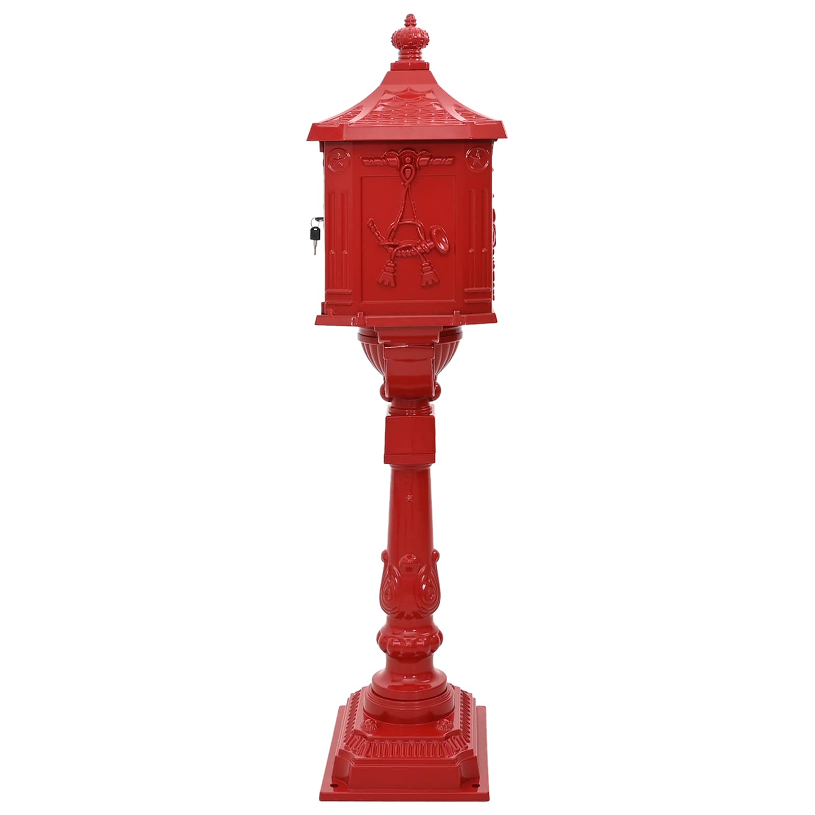 Álló levélszekrény piros 42,5 x 29,5 x 117 cm öntött alumínium