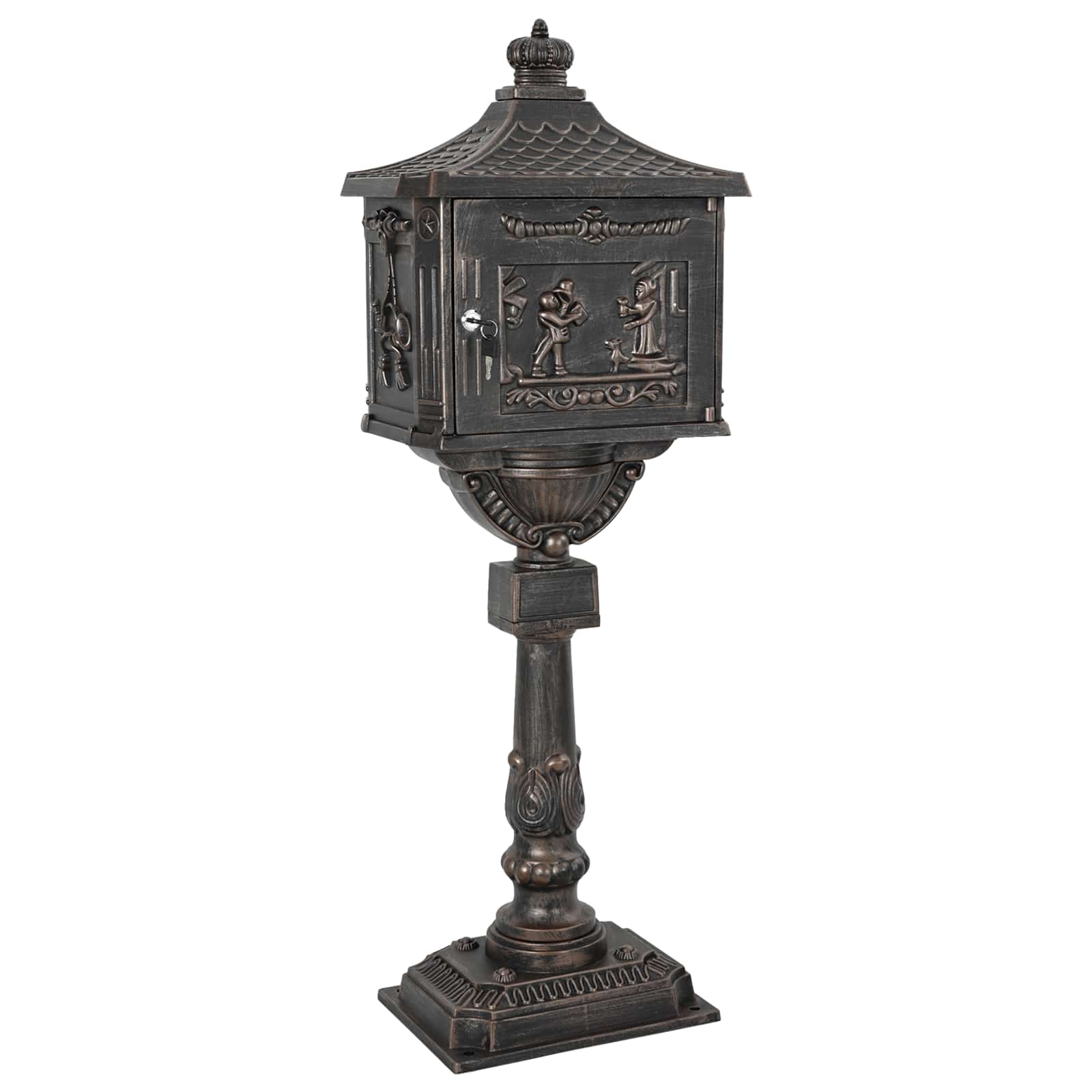 Álló levélszekrény bronz 42,5 x 29,5 x 117 cm öntött alumínium