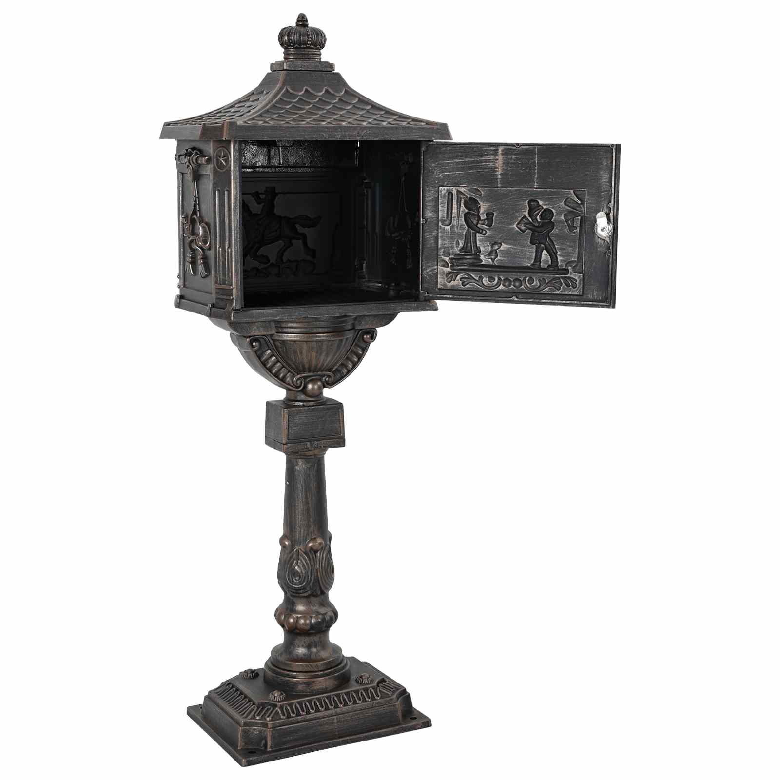 Álló levélszekrény bronz 42,5 x 29,5 x 117 cm öntött alumínium