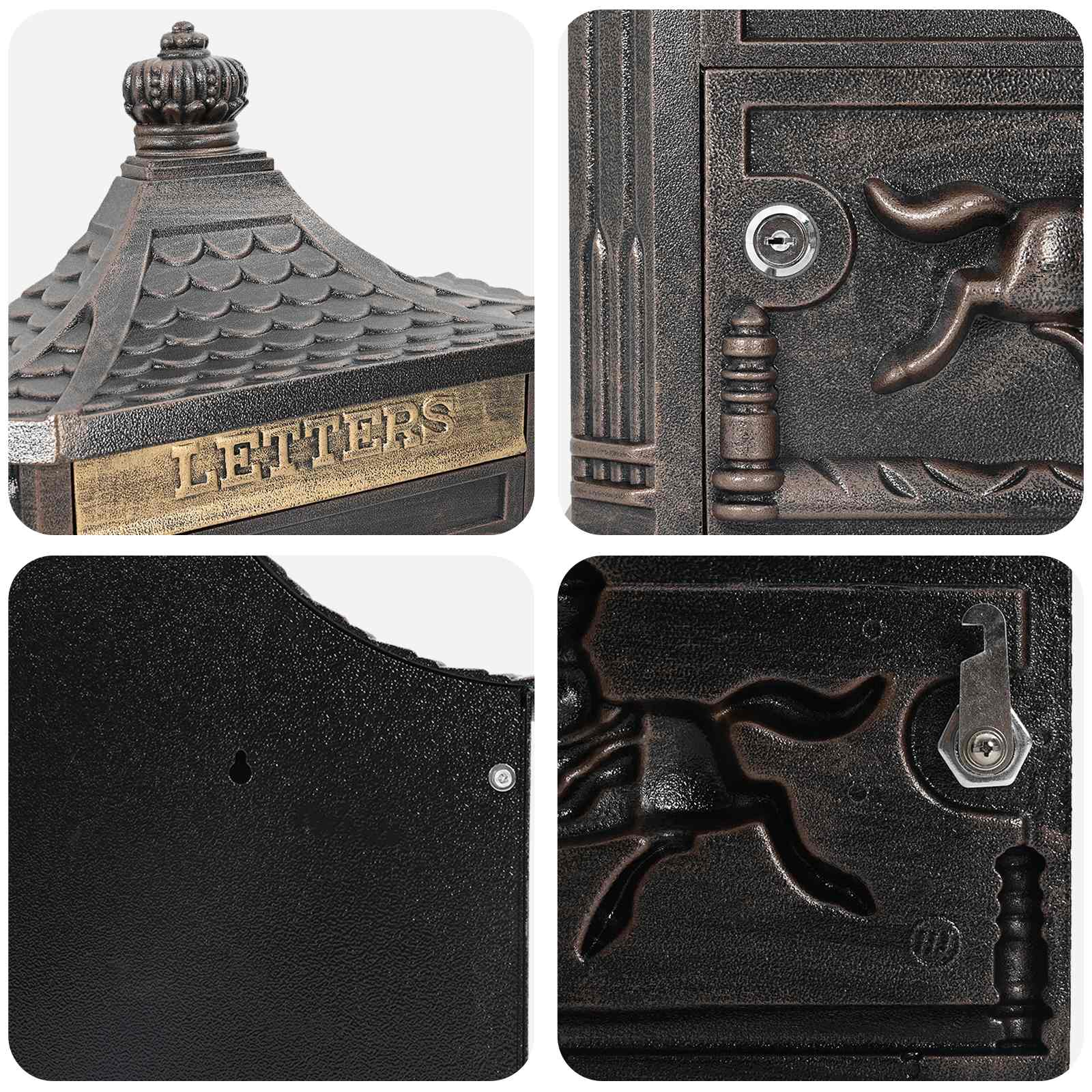 Fali postafiók bronz 40.5 x 15.5 x 44 cm öntött alumínium