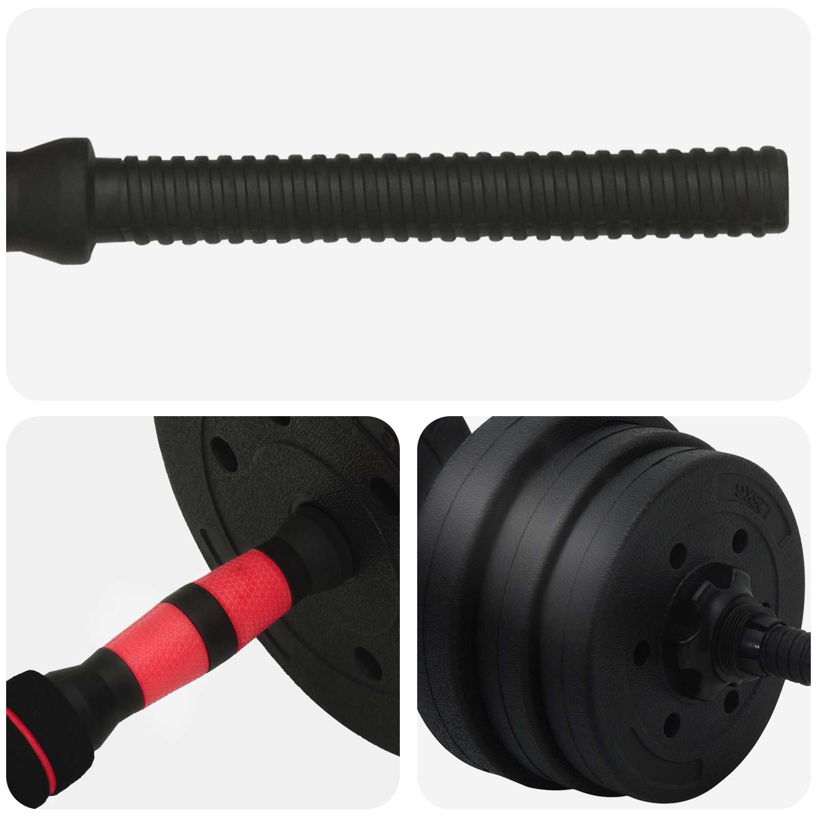 2 az 1-ben súlyzó készlet fekete és piros 121 x 19,5 x 19,5 cm