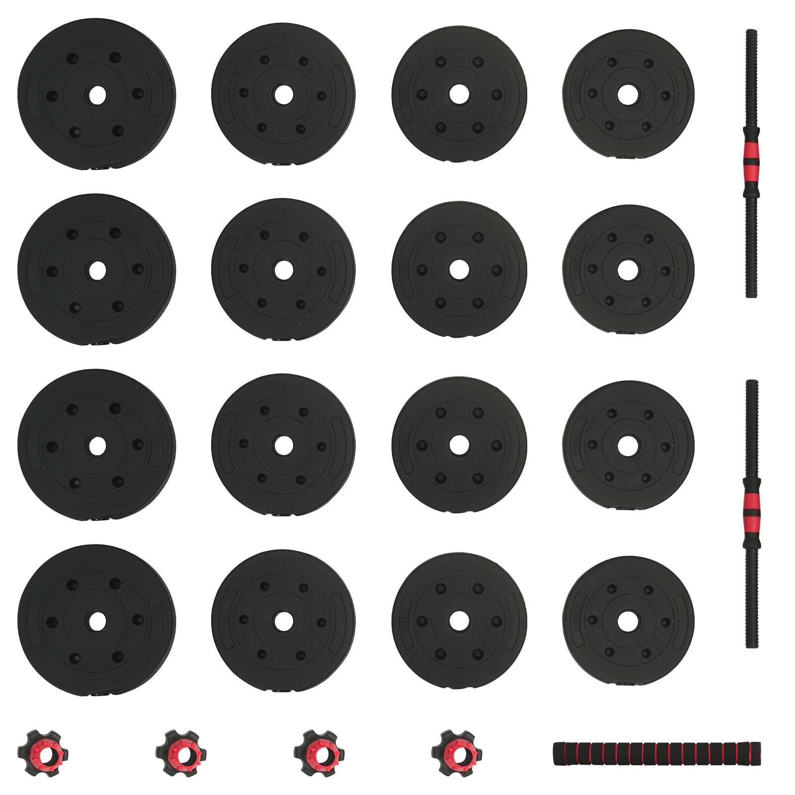 2 az 1-ben súlyzó készlet fekete és piros 121 x 19,5 x 19,5 cm