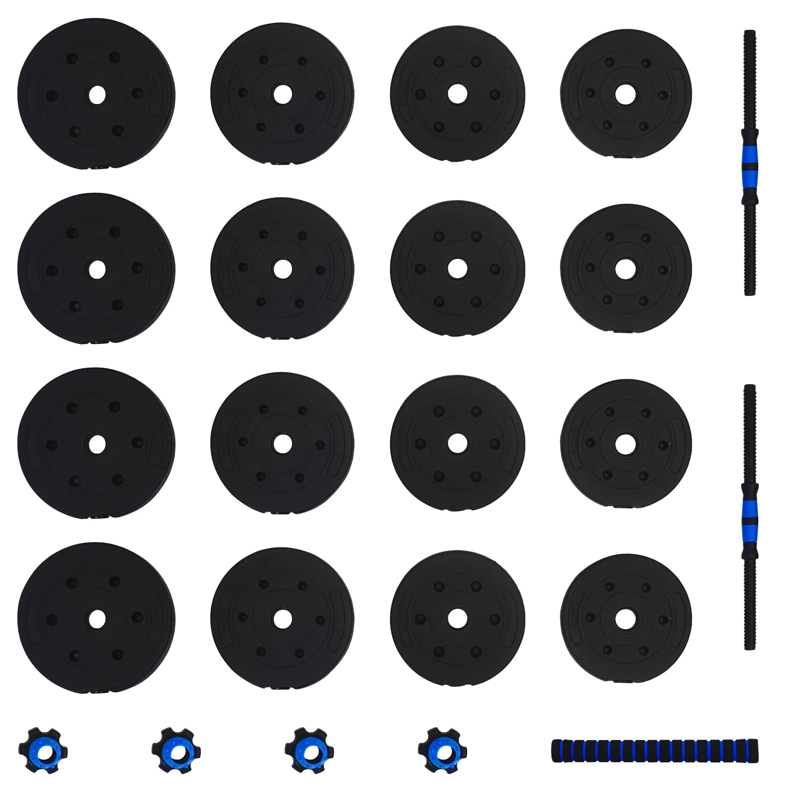 2 az 1-ben súlyzó készlet fekete és kék 121 x 19,5 x 19,5 cm
