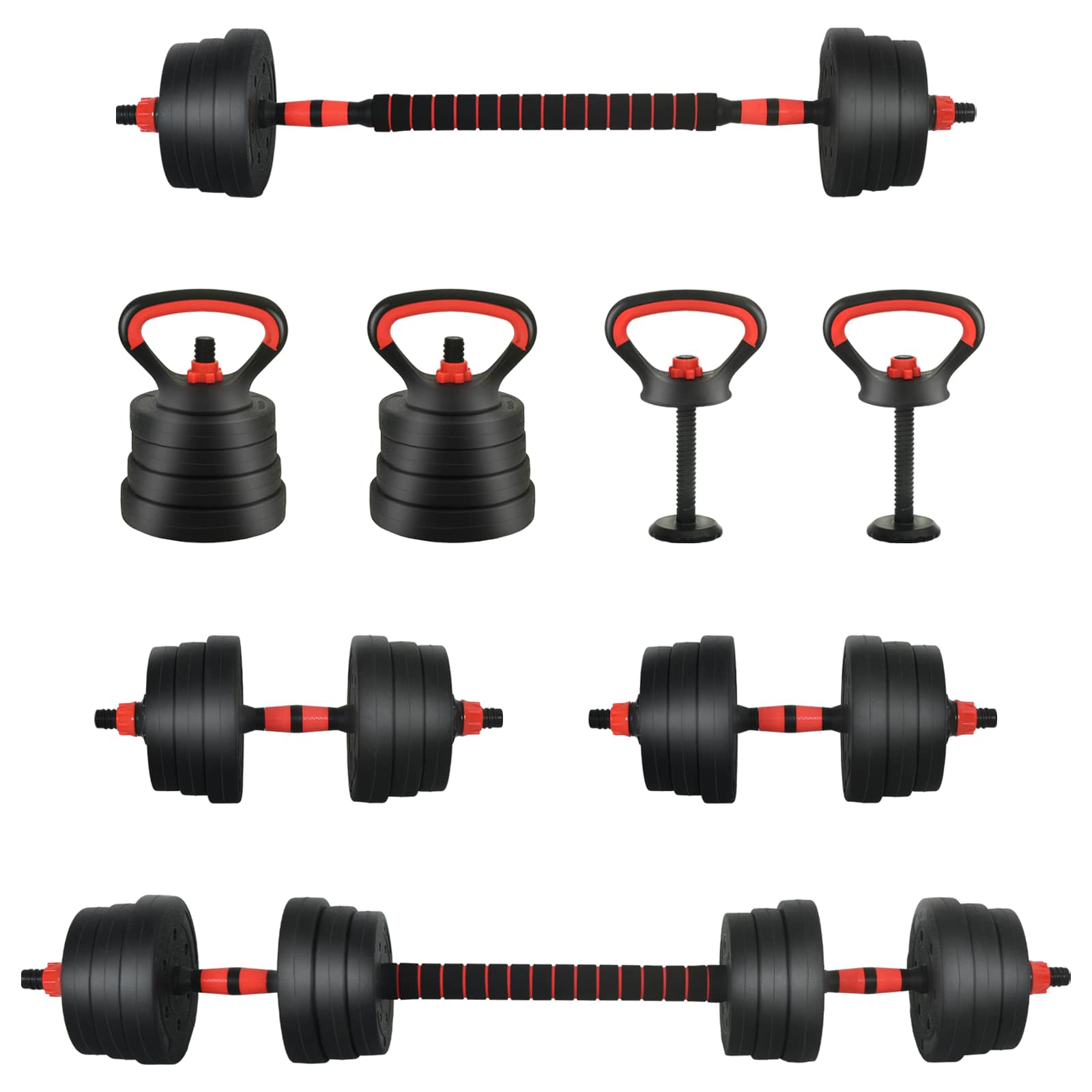 4 az 1-ben súlyzó, rúd és kettlebell szett 20 kg