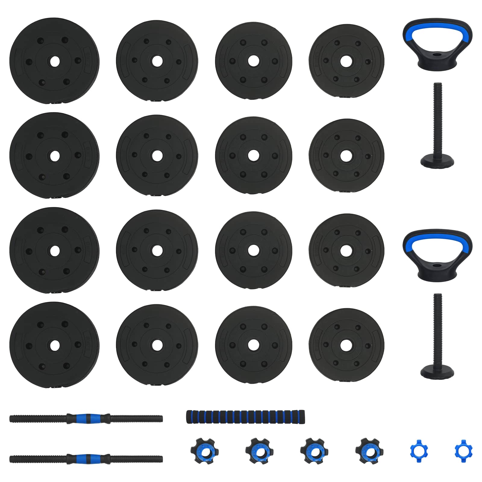 4 az 1-ben súlyzó készlet fekete és kék 121 x 19,5 x 19,5 cm