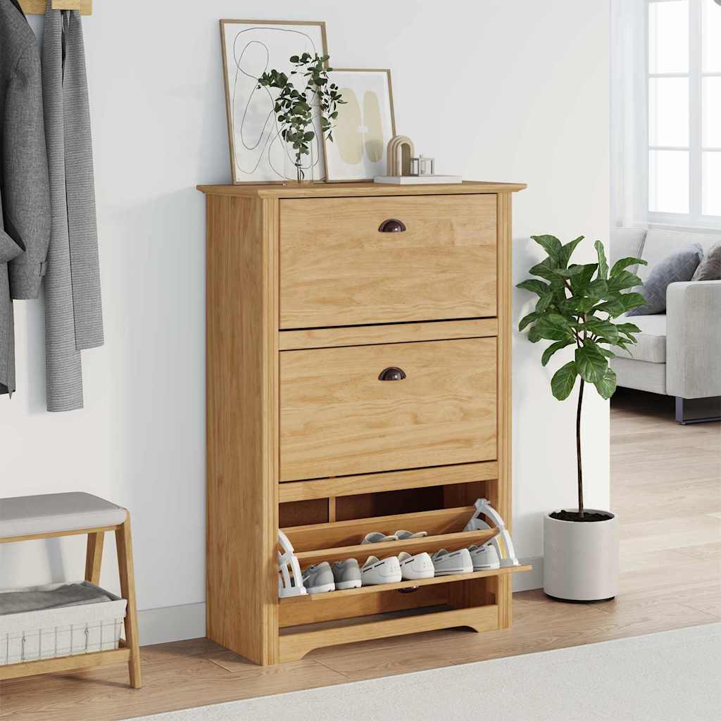 Cipőtartó fiókkal bodo méz barna 80 x 35 x 118 cm faanyag