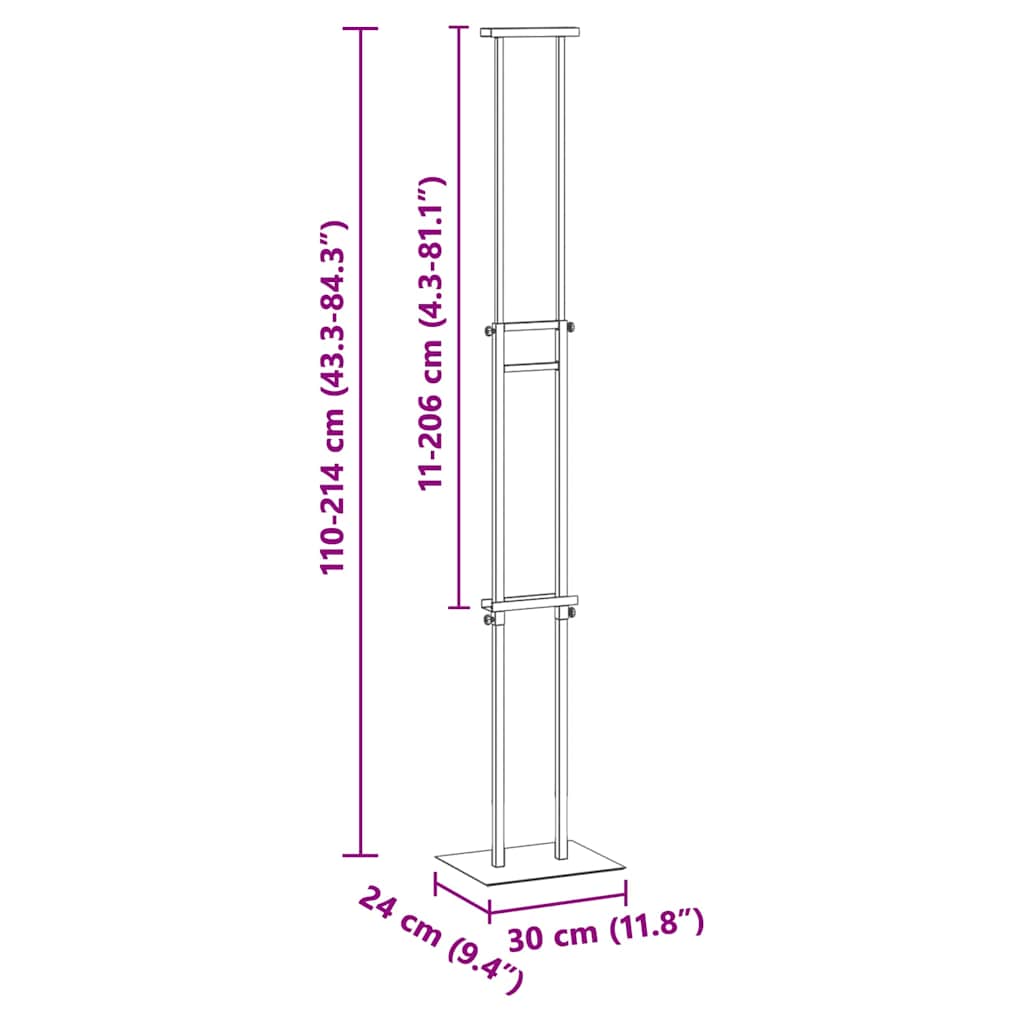 Kiállító állvány fehér 30 x 24 x 214 cm acél