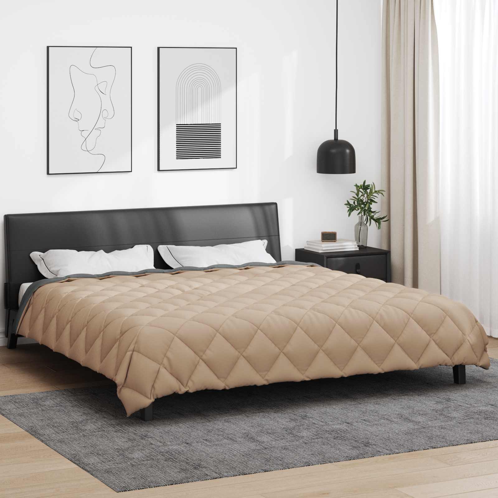 Téli takaró antracit és taupe 220 x 240 cm mikroszál