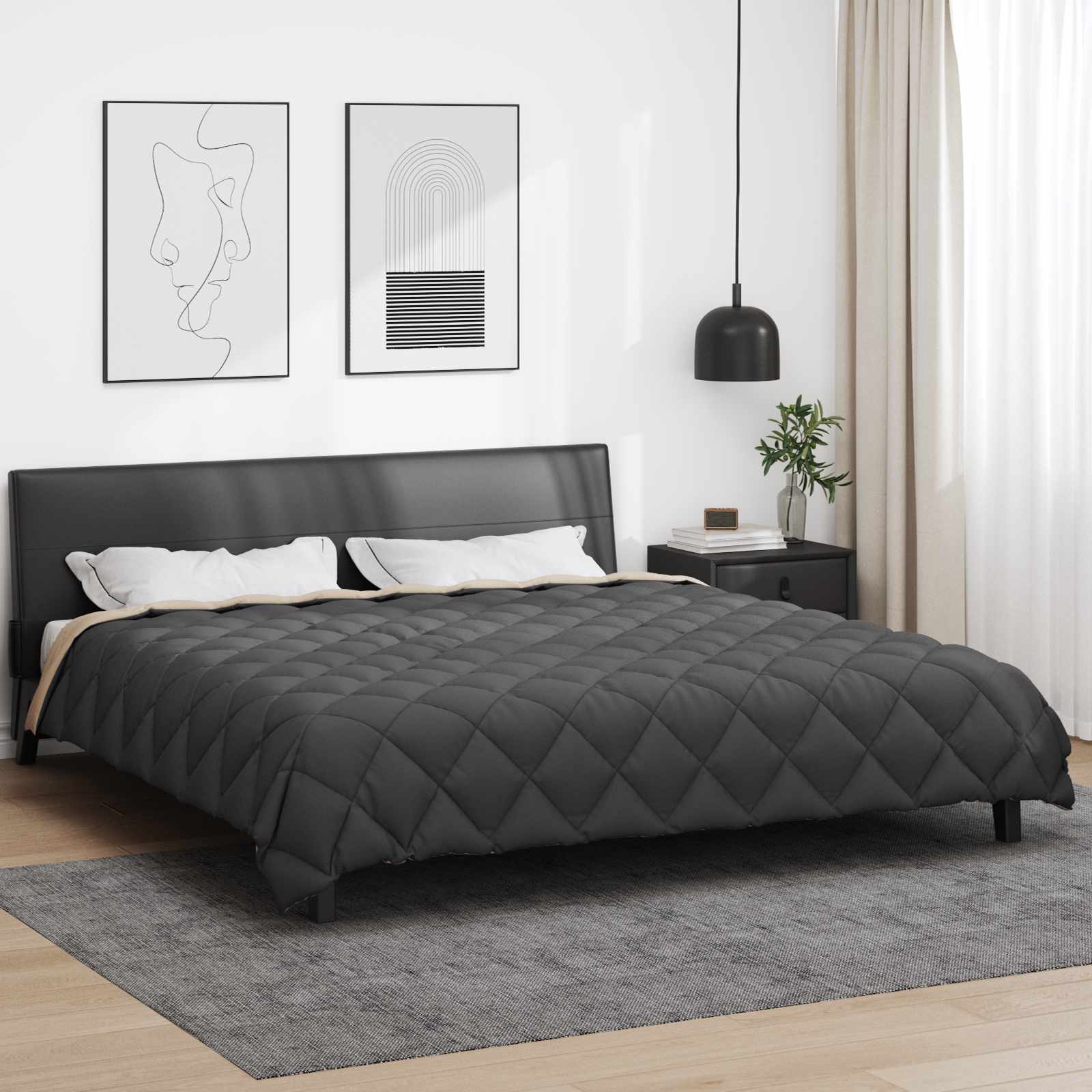 Téli takaró antracit és taupe 220 x 260 cm mikroszál