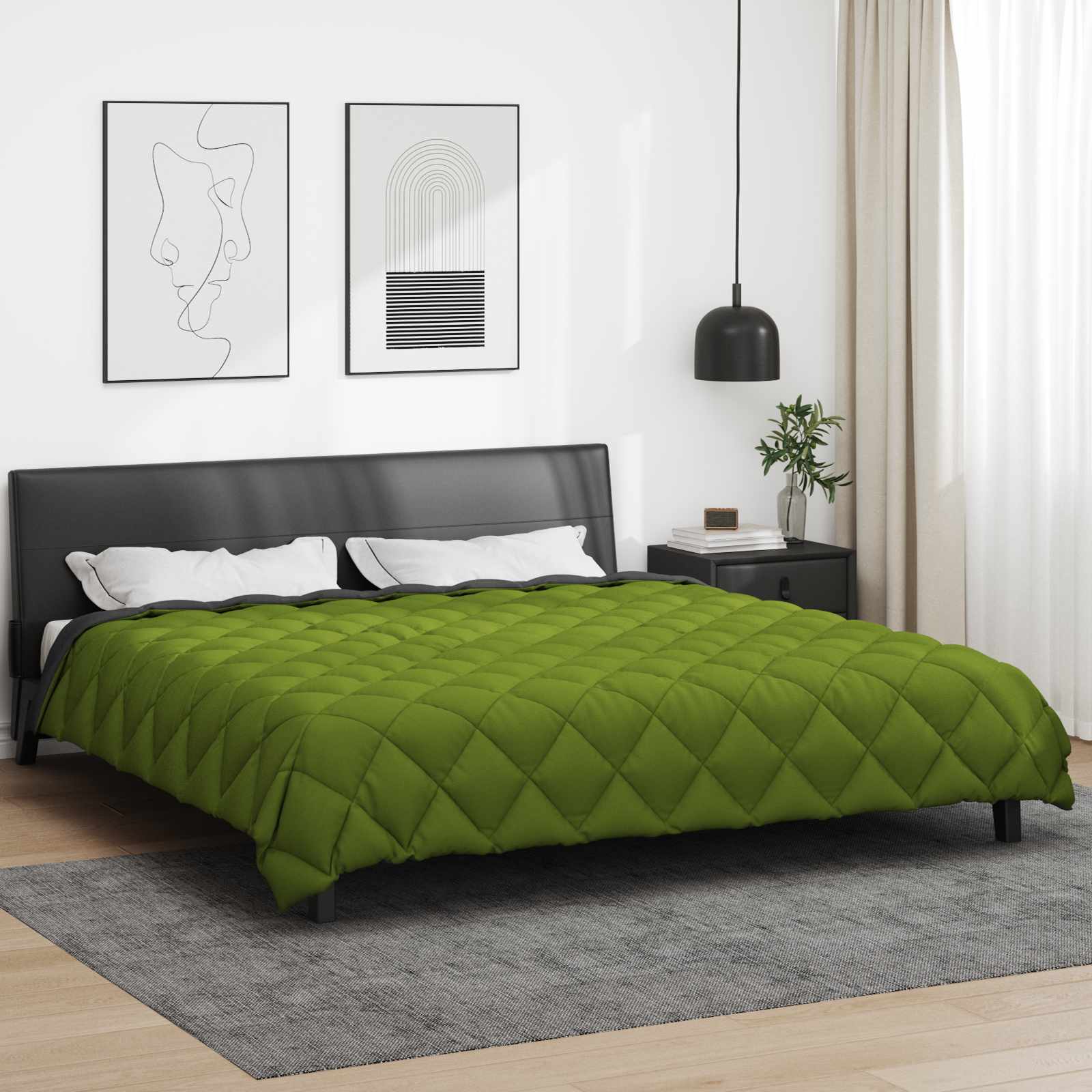 Téli takaró zöld és antracit 240 x 260 cm mikroszál