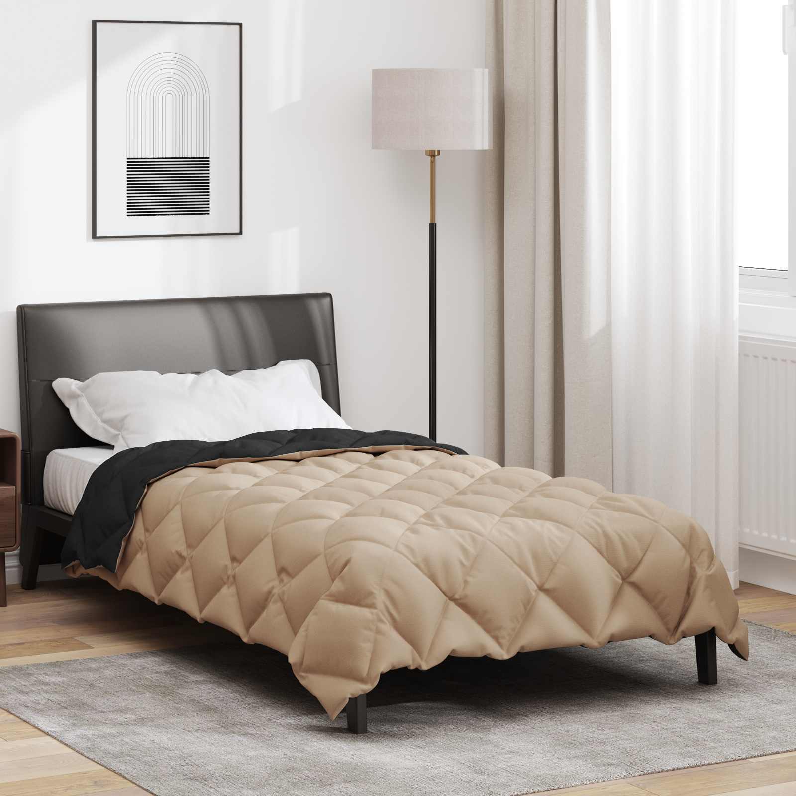 Téli takaró fekete és taupe 155 x 220 cm mikroszál