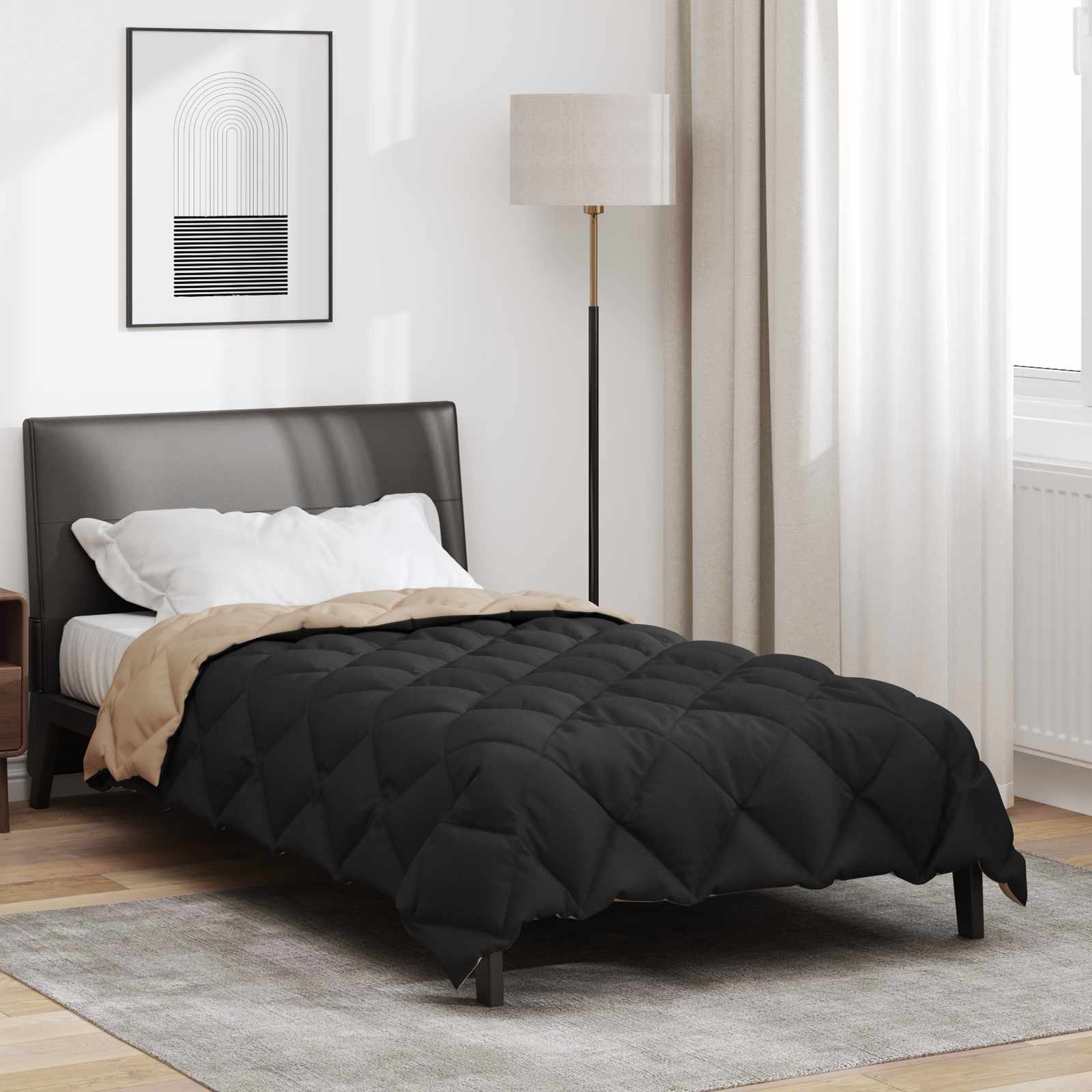 Téli takaró fekete és taupe 140 x 220 cm mikroszál