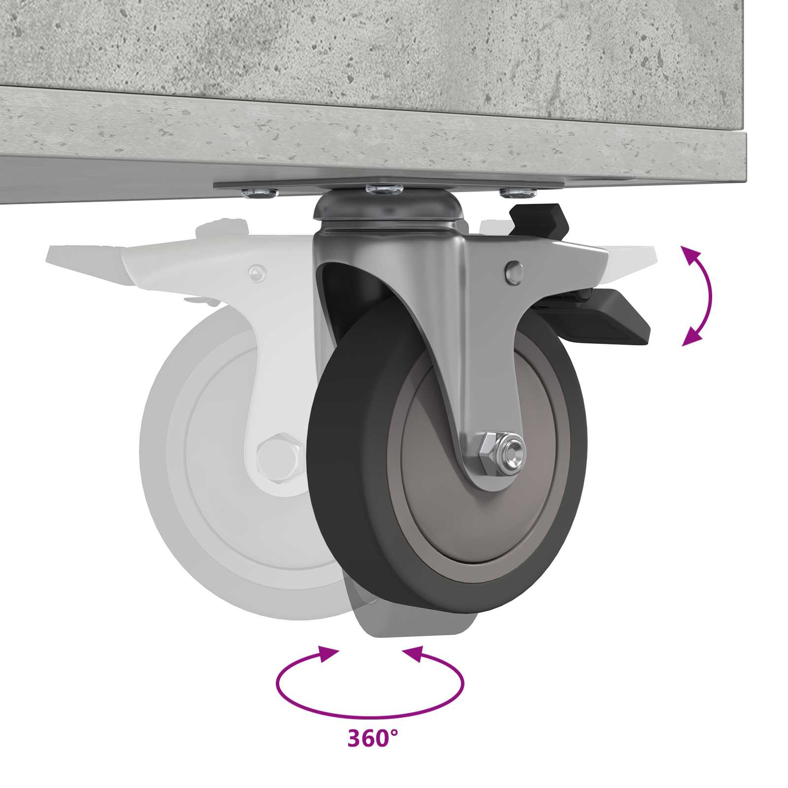Golf szekrény kerékkel egyszínű beton szürke 65 x 45 x 98 cm