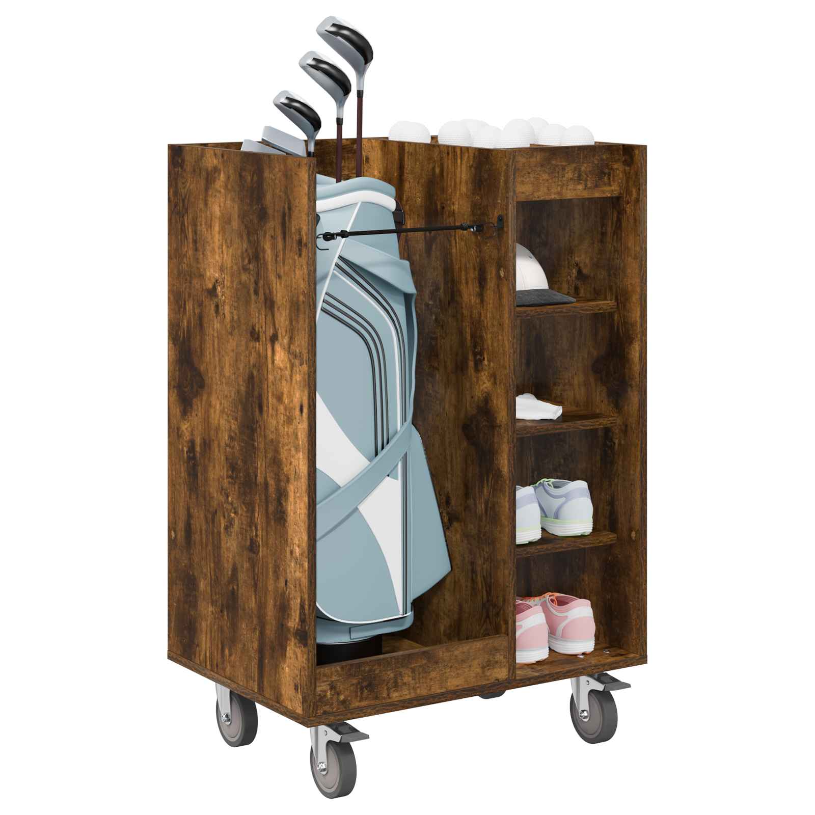 Golf szekrény kerékkel egyszínű füstölt tölgy 65 x 45 x 98 cm
