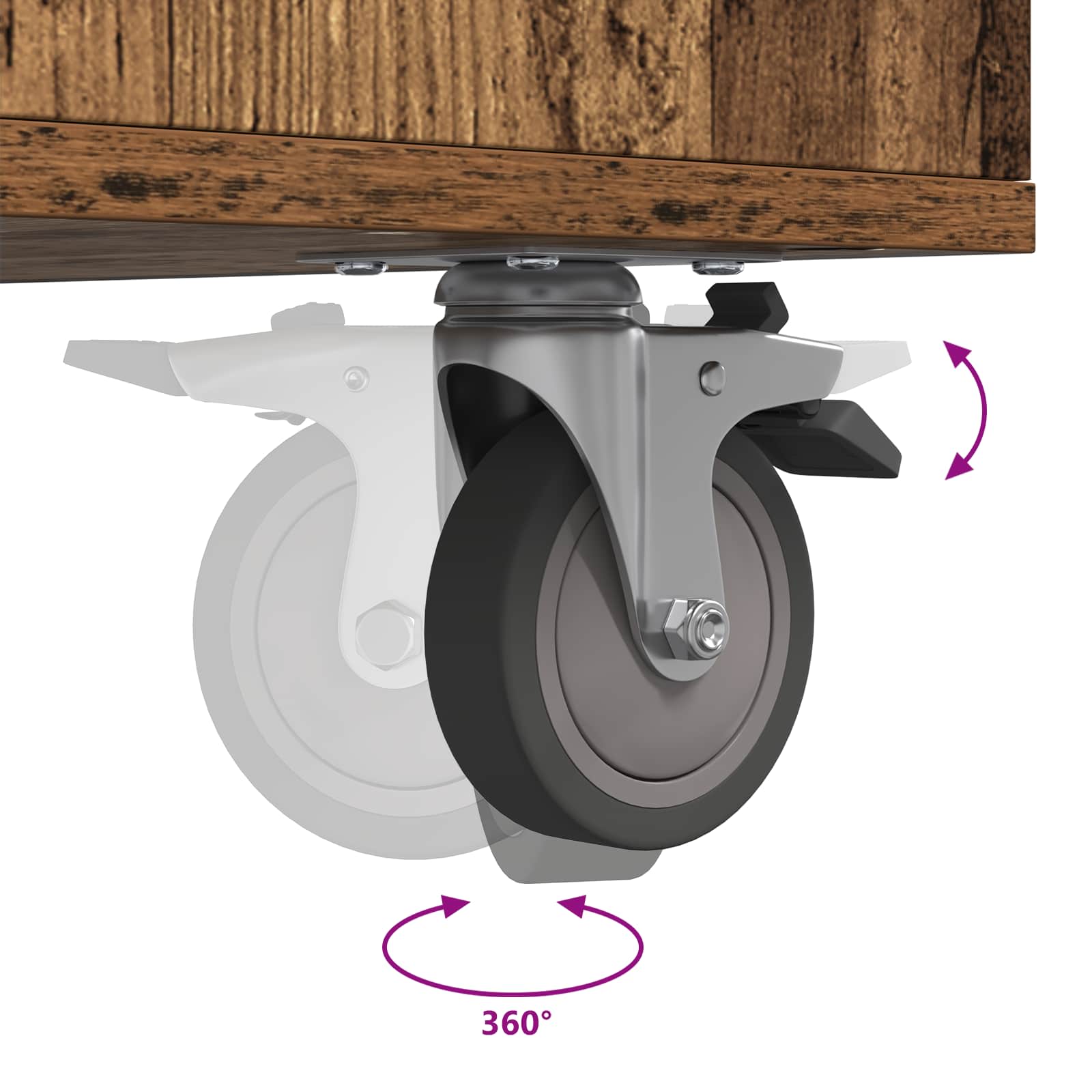Golf szekrény kerékkel egyszínű öreg fa 65 x 45 x 98 cm