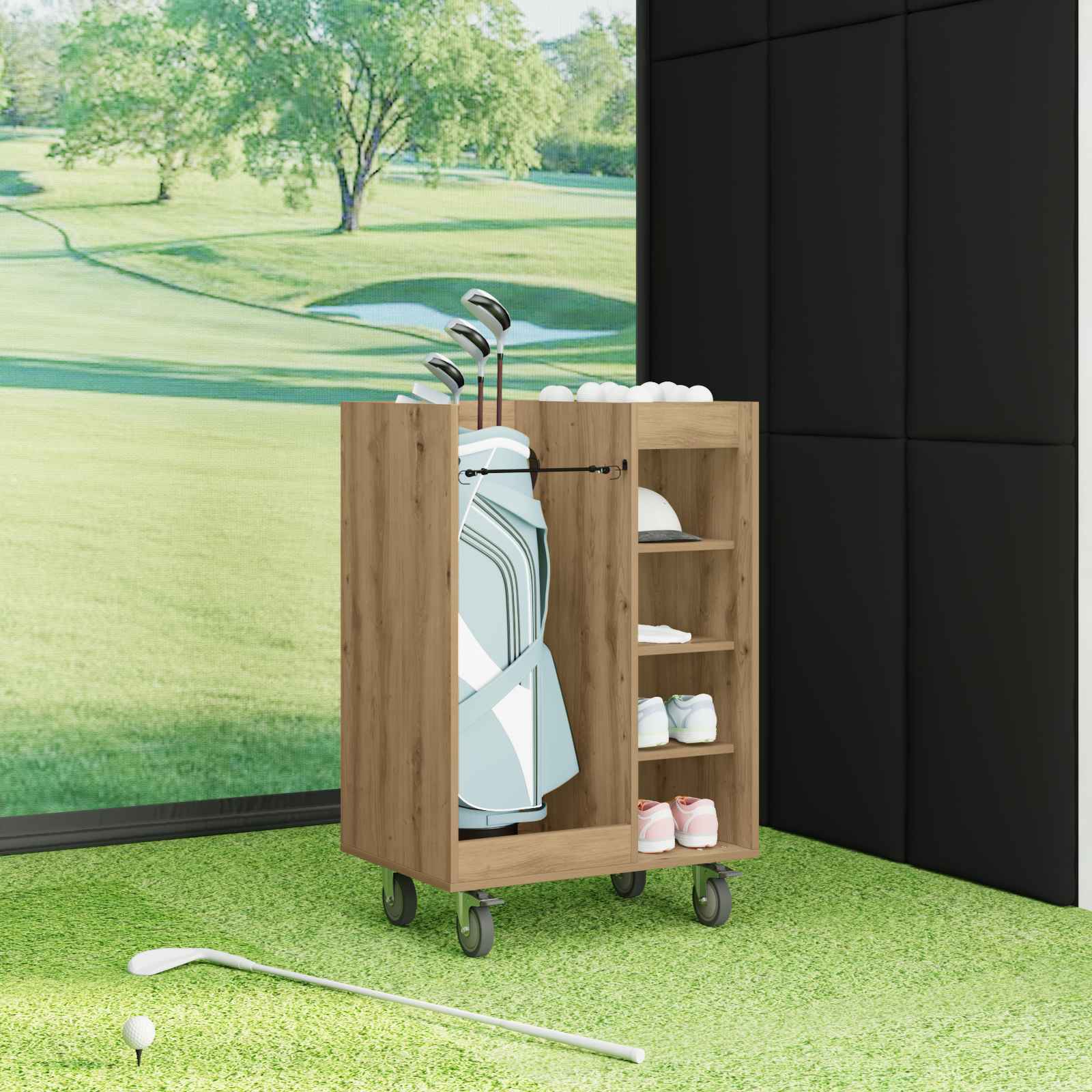 Golf szekrény kerékkel egyszínű artisan tölgy 65 x 45 x 98 cm