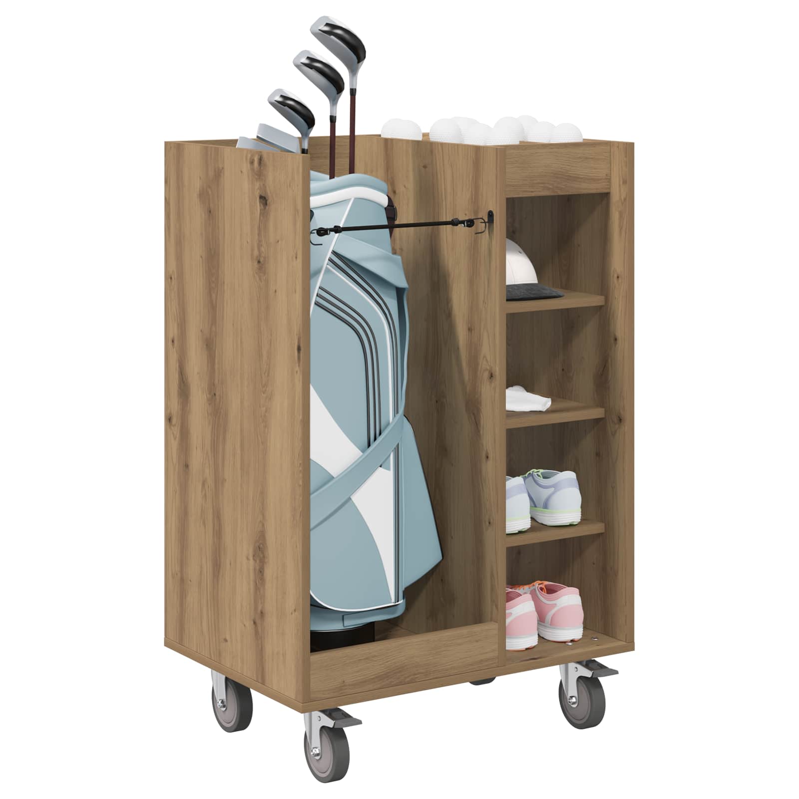 Golf szekrény kerékkel egyszínű artisan tölgy 65 x 45 x 98 cm
