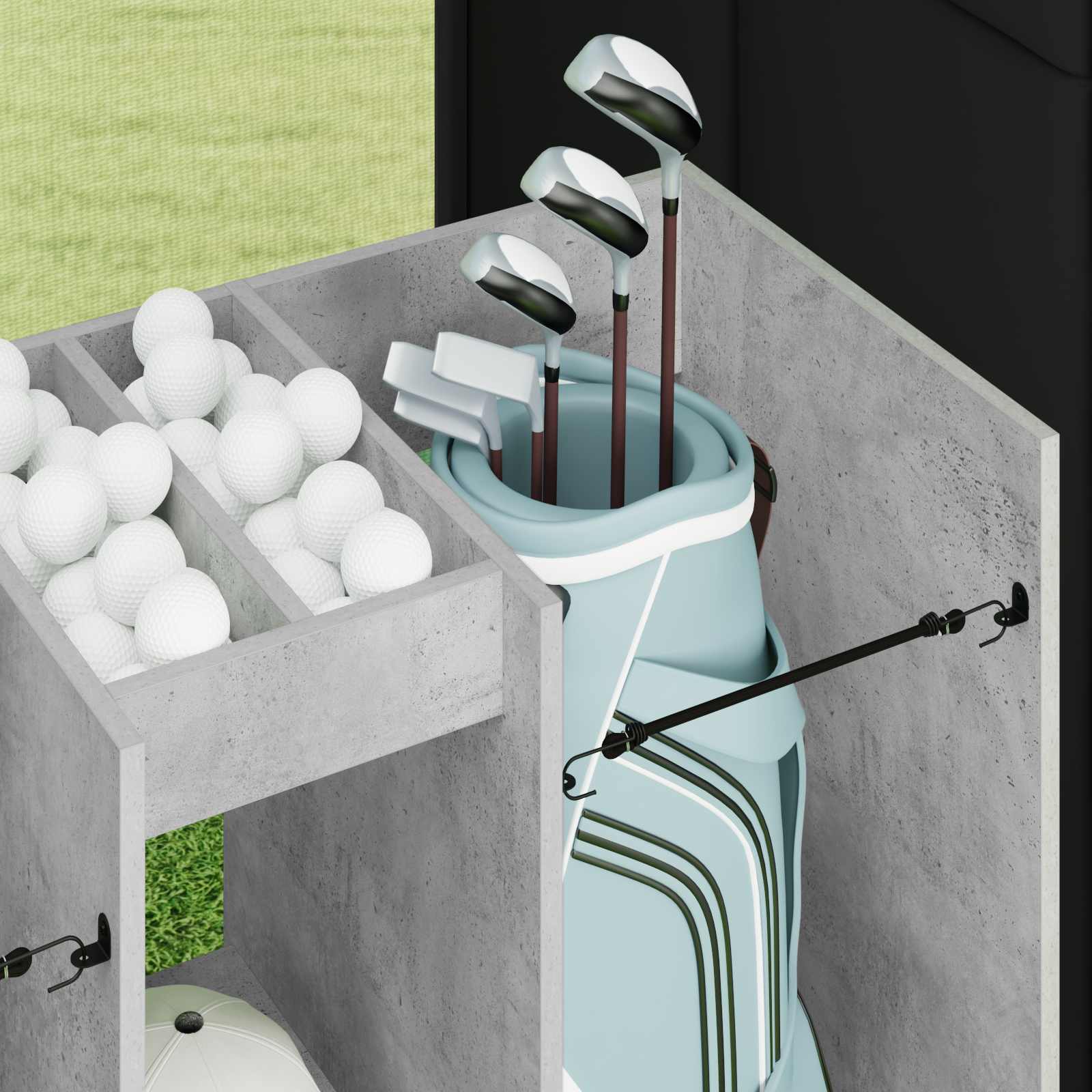 Golf szekrény egyszínű beton szürke 65 x 45 x 98 cm