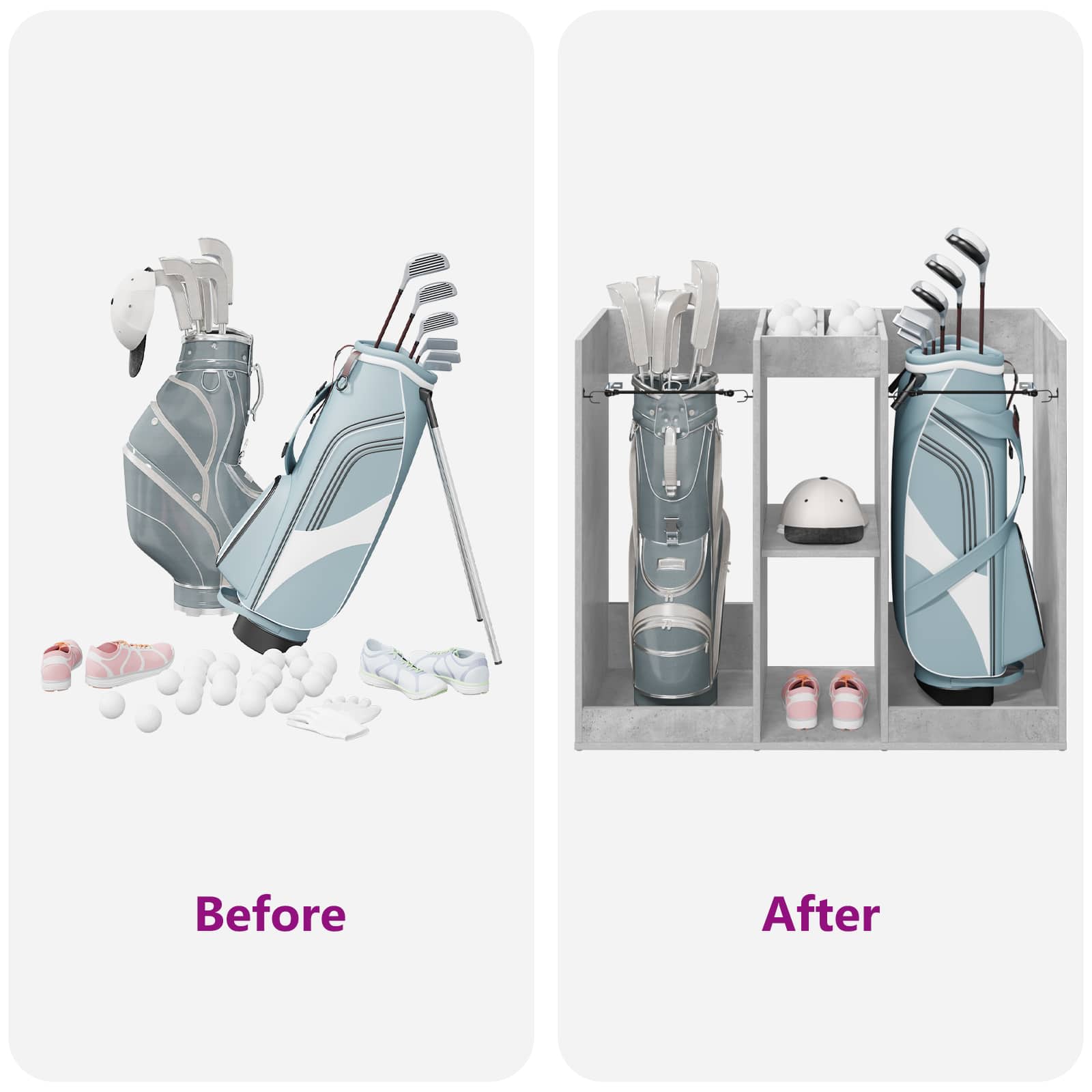 Golf szekrény egyszínű beton szürke 65 x 45 x 98 cm