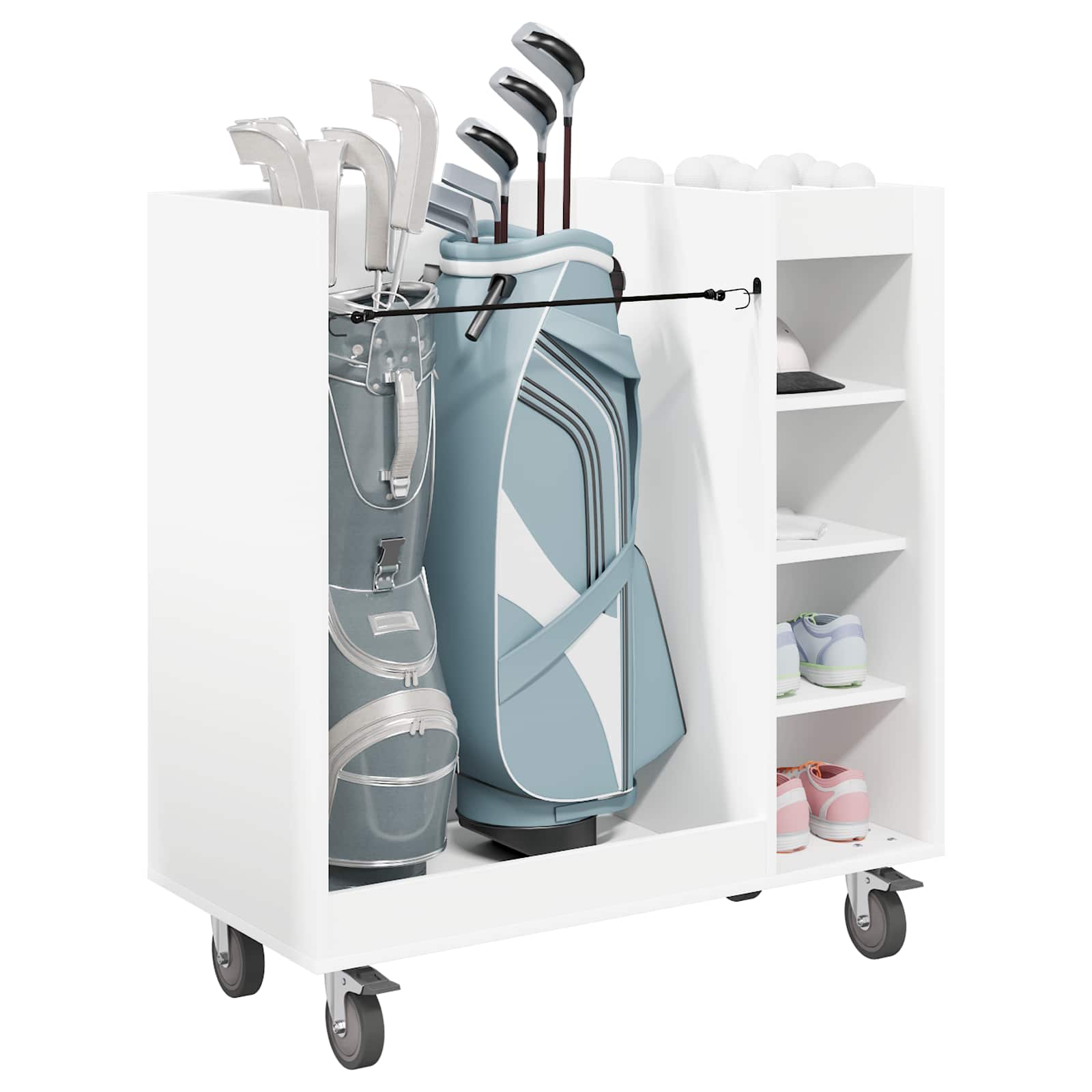 Golf szekrény kerékkel egyszínű fehér 90 x 45 x 98 cm