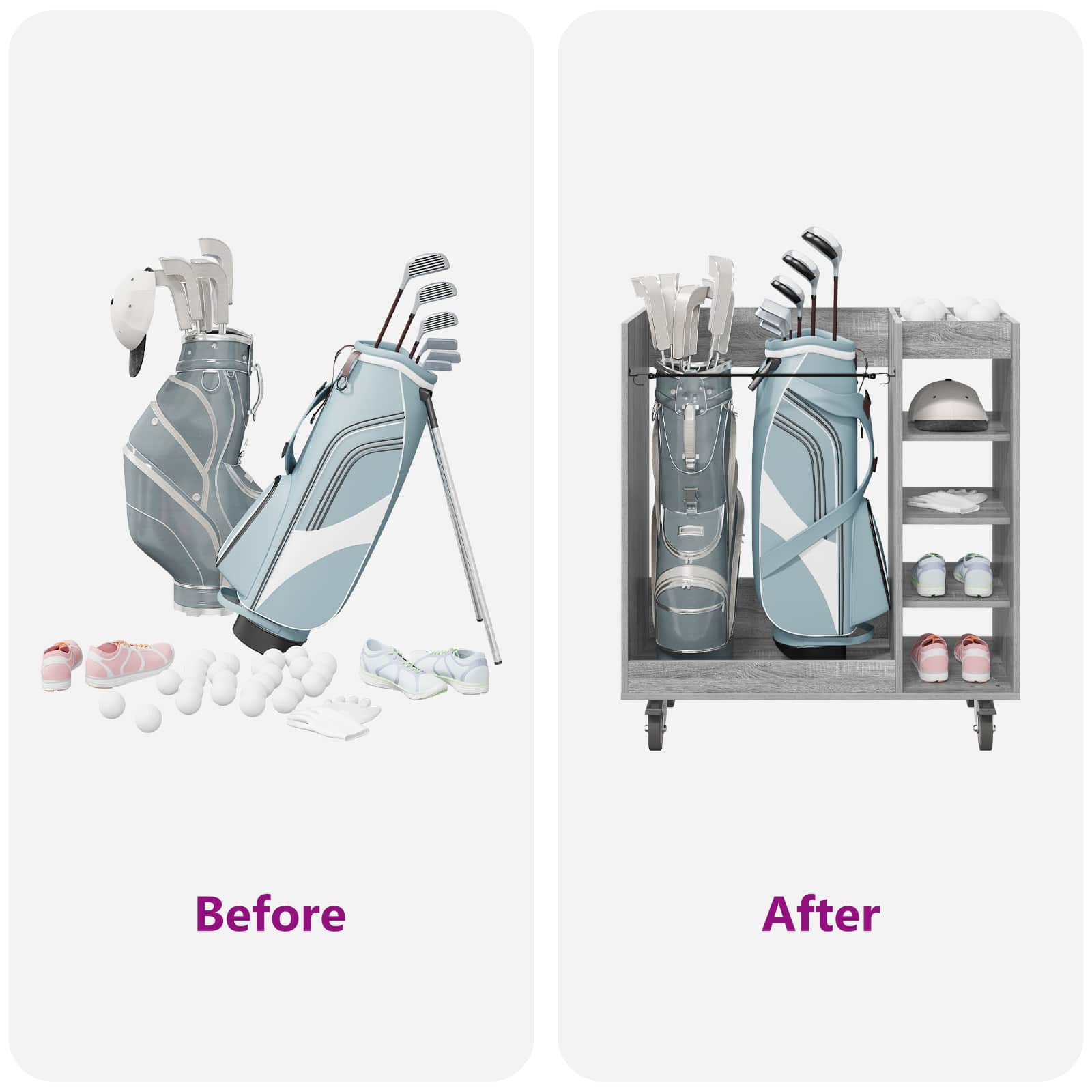 Golf szekrény kerékkel egyszínű szürke sonoma 65 x 45 x 98 cm